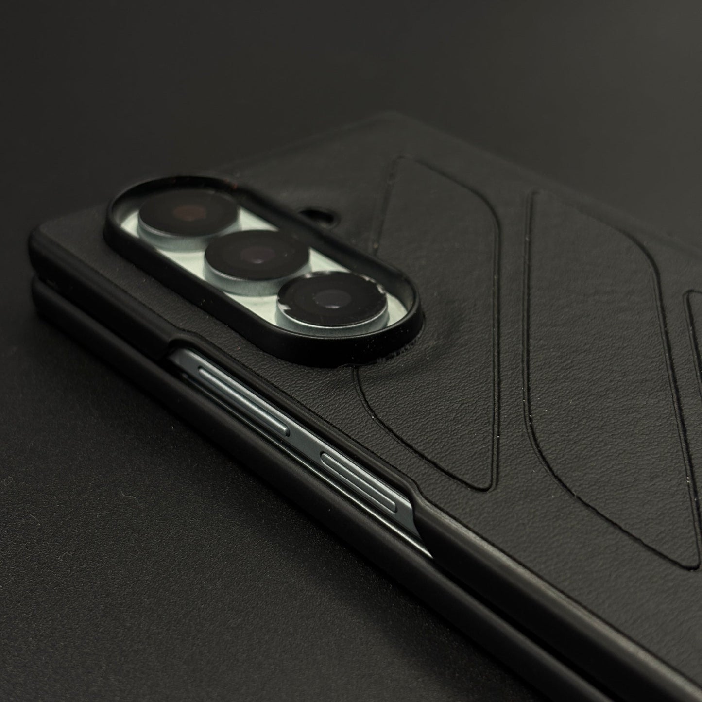 Luxury Sports Car Brand Merc Noir Texture Case for Samsung Galaxy Z Fold 7 with Embossed Design