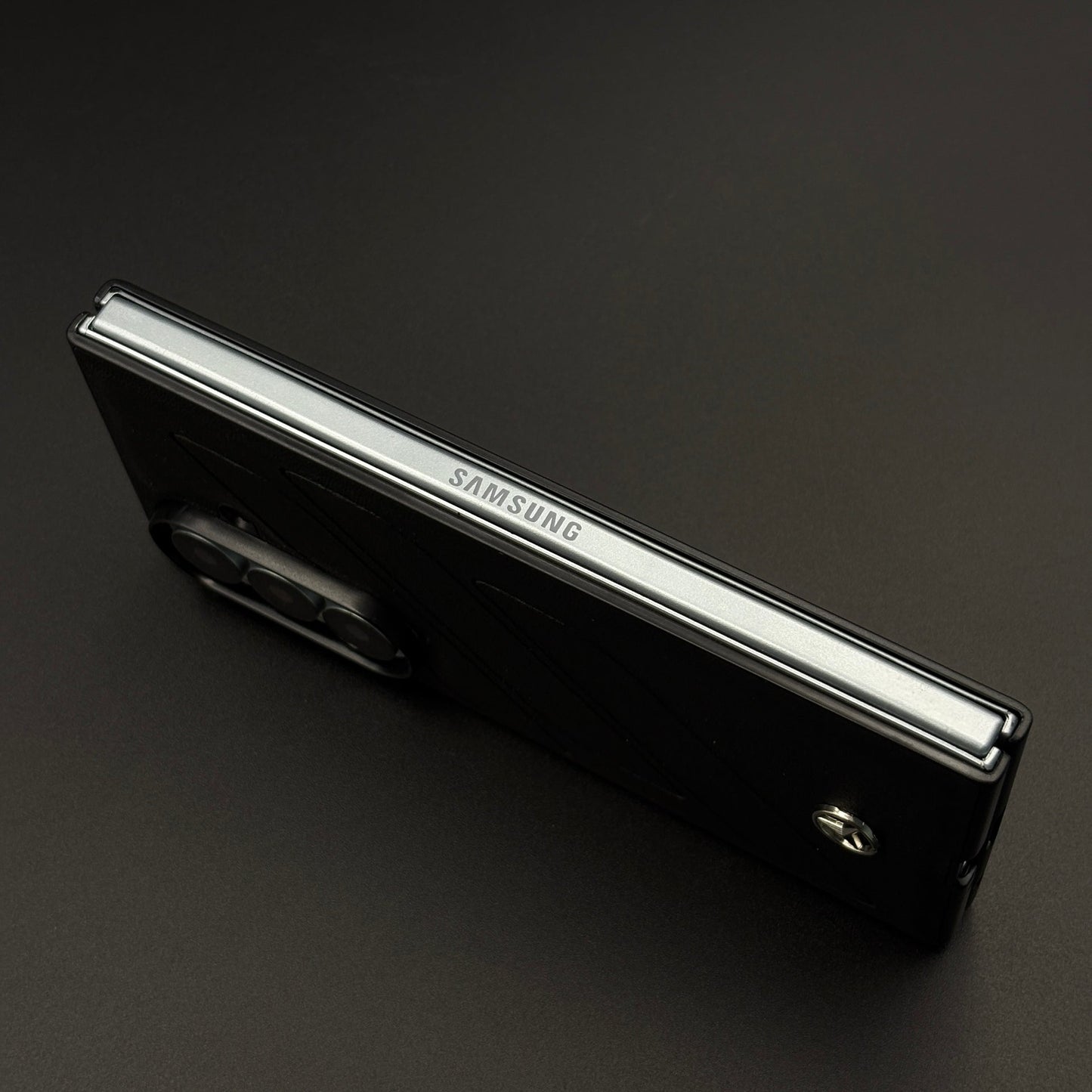Luxury Sports Car Brand Merc Noir Texture Case for Samsung Galaxy Z Fold 7 with Embossed Design