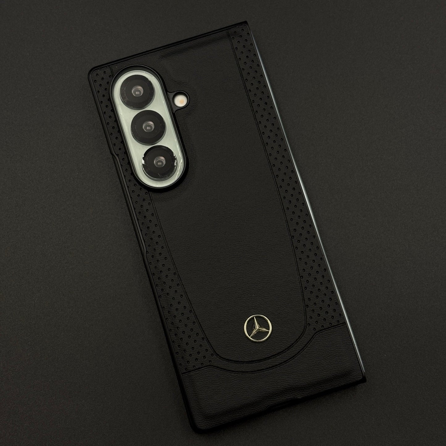 Black Perf Line Luxury Sports Car Merc Case for Samsung Galaxy Z Fold 7 with Perforated Detail