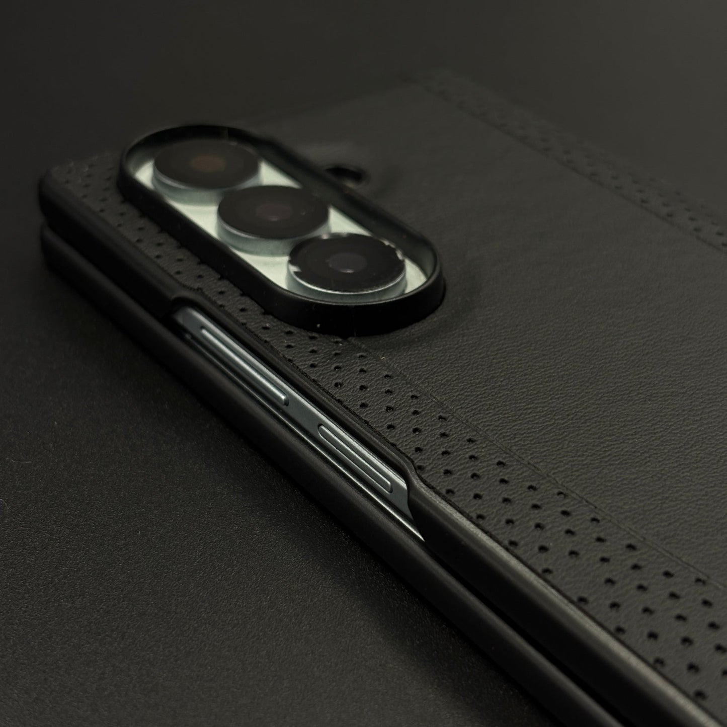Black Perf Line Luxury Sports Car Merc Case for Samsung Galaxy Z Fold 7 with Perforated Detail