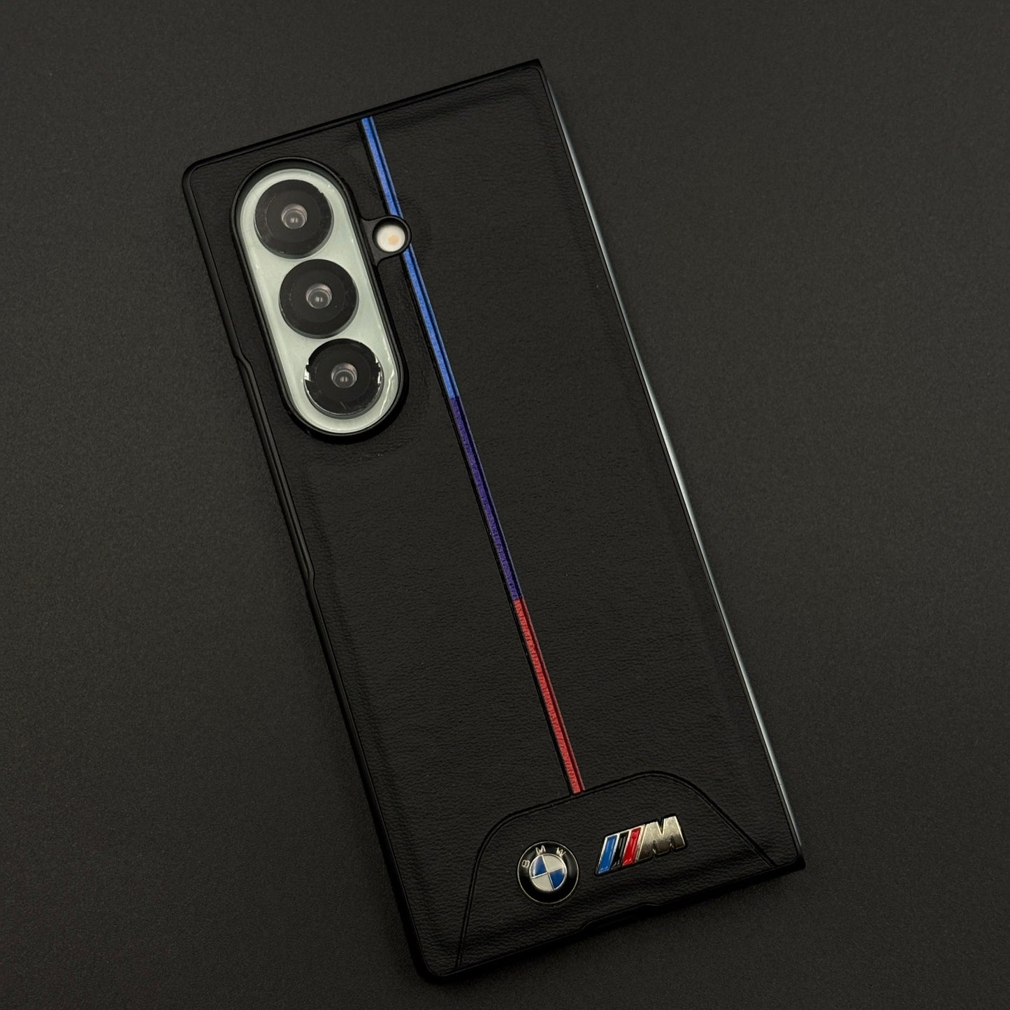 Performance M Series Sport Car Racing Stripe Case for Samsung Galaxy Z Fold 7 with Tricolor Accent