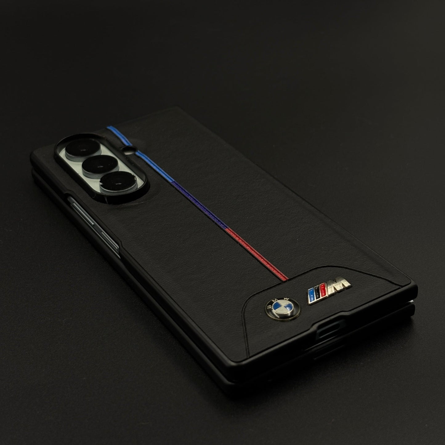 Performance M Series Sport Car Racing Stripe Case for Samsung Galaxy Z Fold 7 with Tricolor Accent