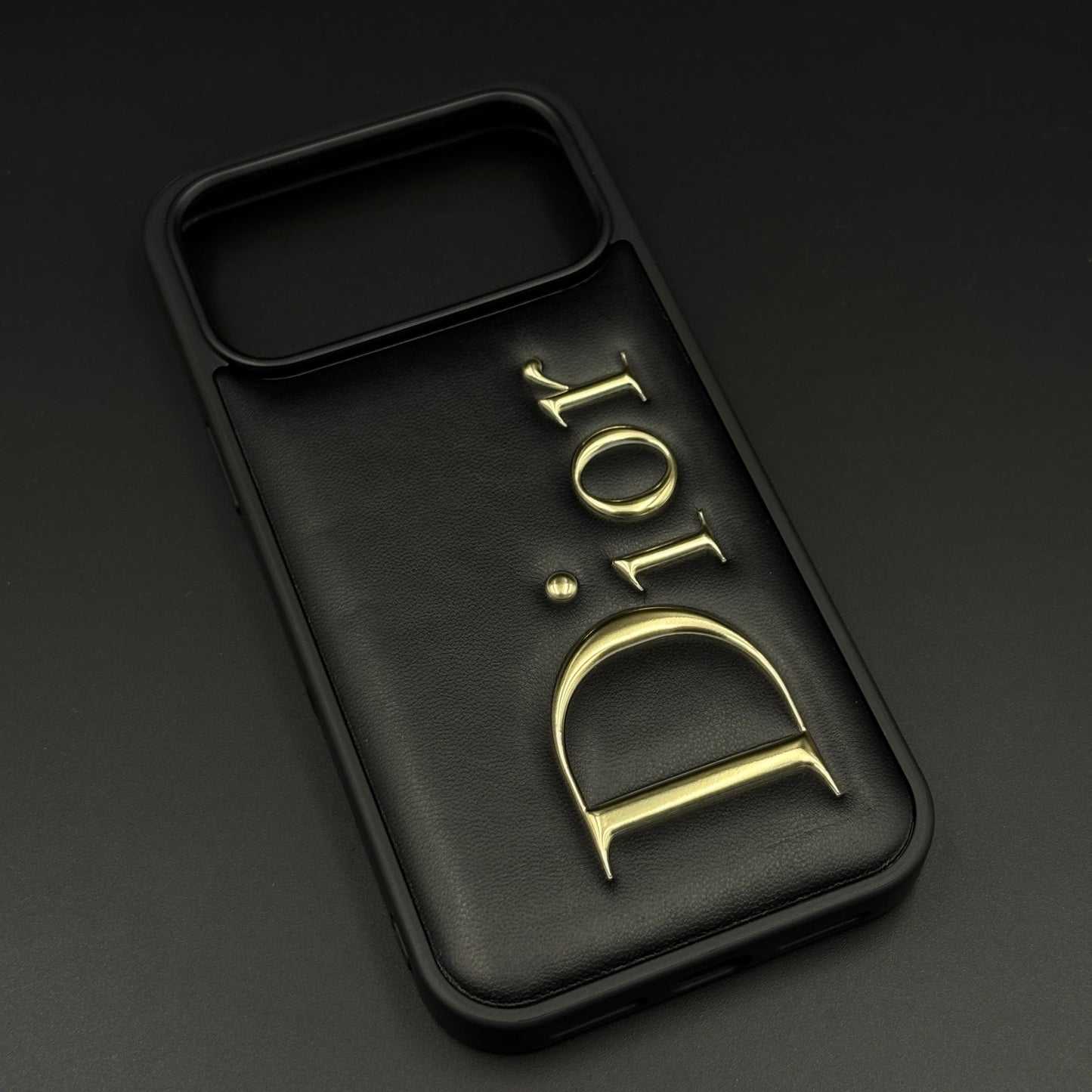 Gold Logo Embossed Puffer Mobile Case for iPhone 17 Series | Premium Black Designer Cushion | Embossed Logo