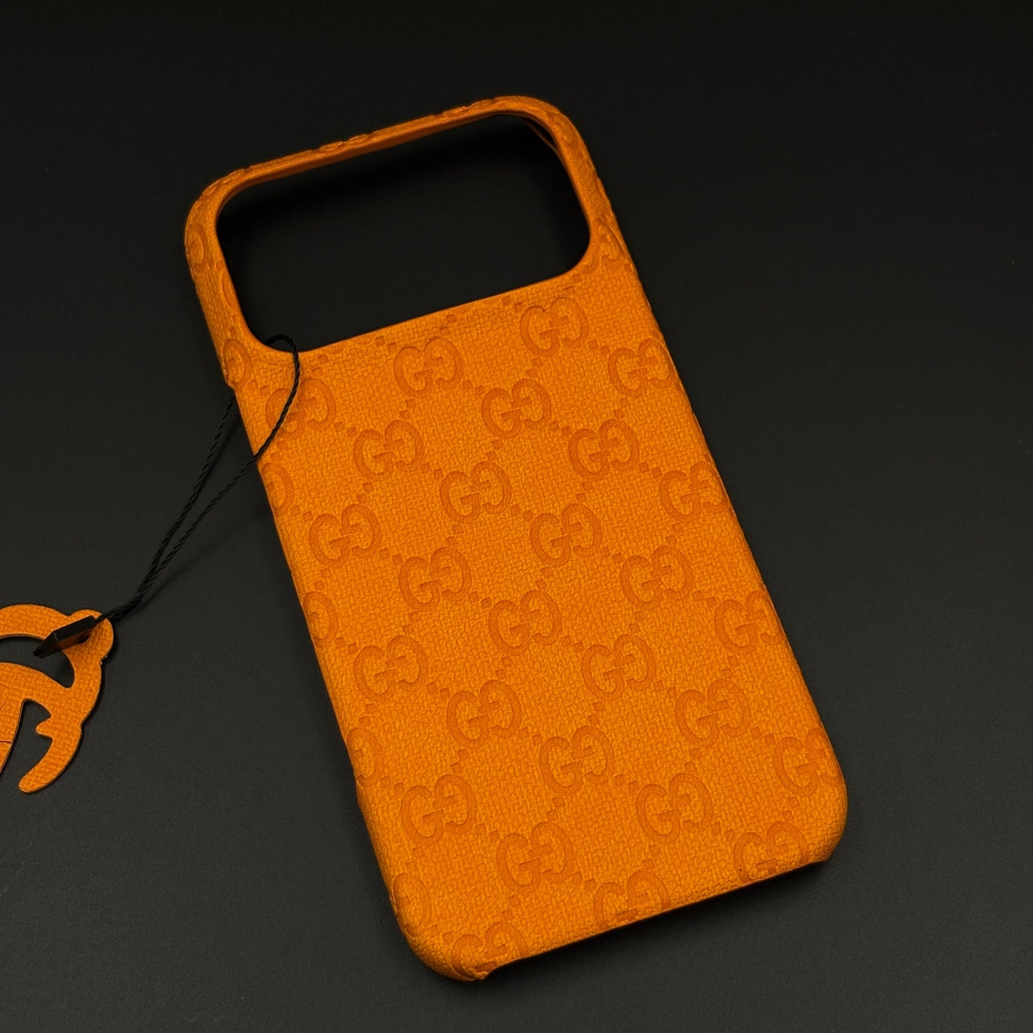 Branded Orange Leather GG Mobile Case for iPhone 17 Series | Designer-inspired Leather Finish