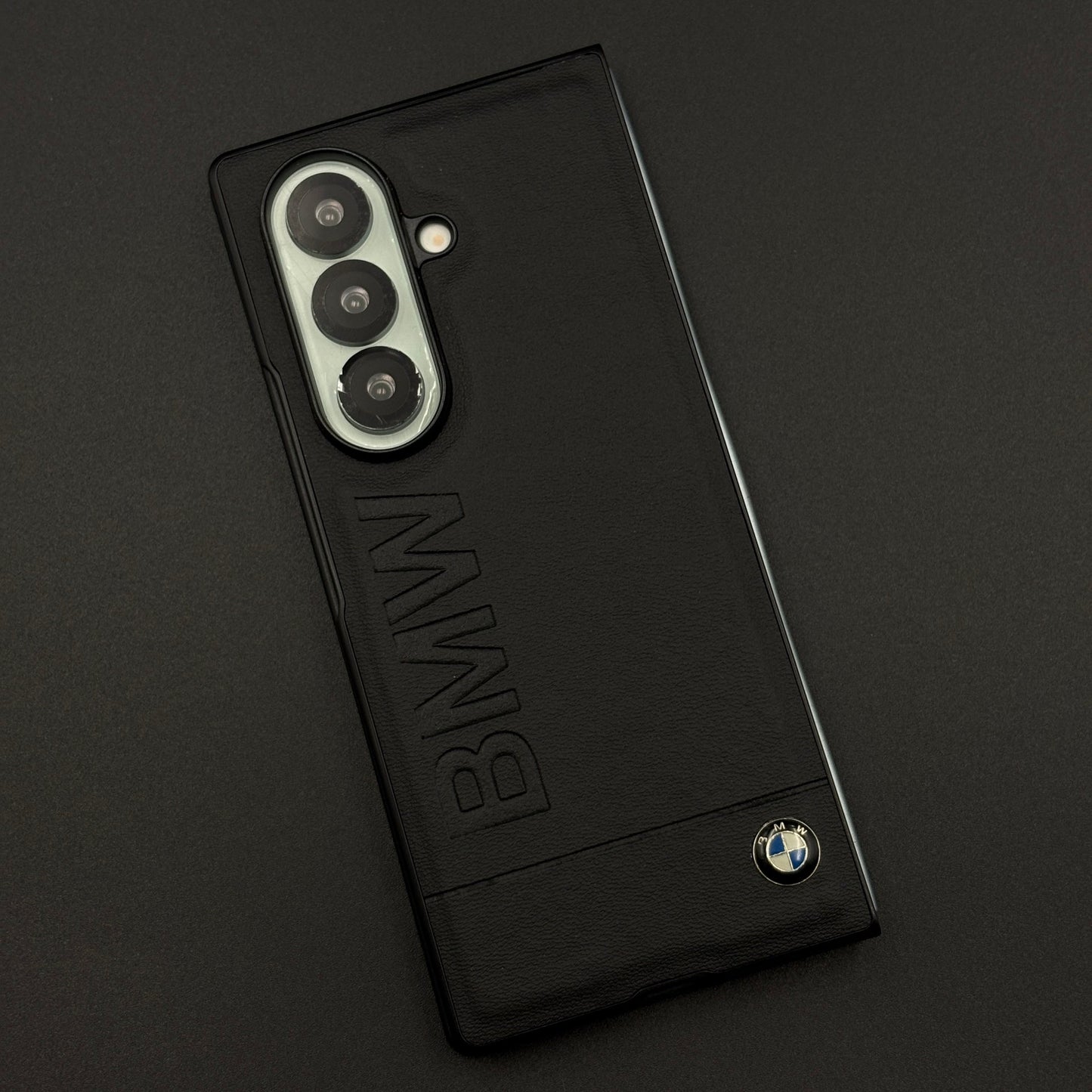 Luxury Sports Car Embossed Name Case with Logo for Samsung Galaxy Z Fold 7 with Sleek Black Finish