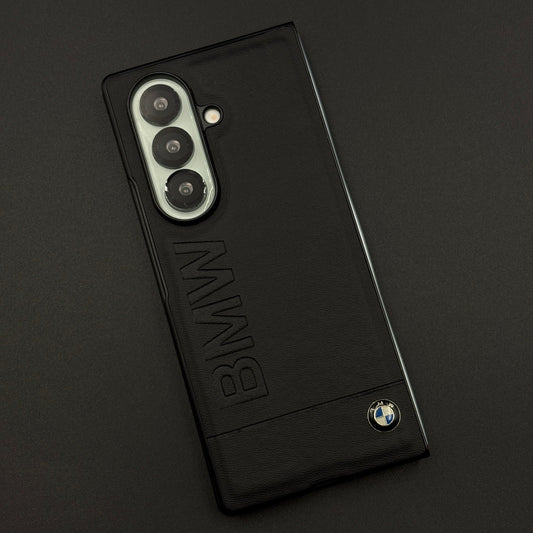 Luxury Sports Car Embossed Name Case with Logo for Samsung Galaxy Z Fold 7 with Sleek Black Finish
