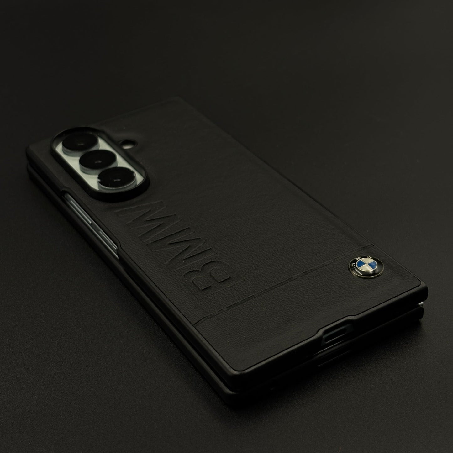 Luxury Sports Car Embossed Name Case with Logo for Samsung Galaxy Z Fold 7 with Sleek Black Finish