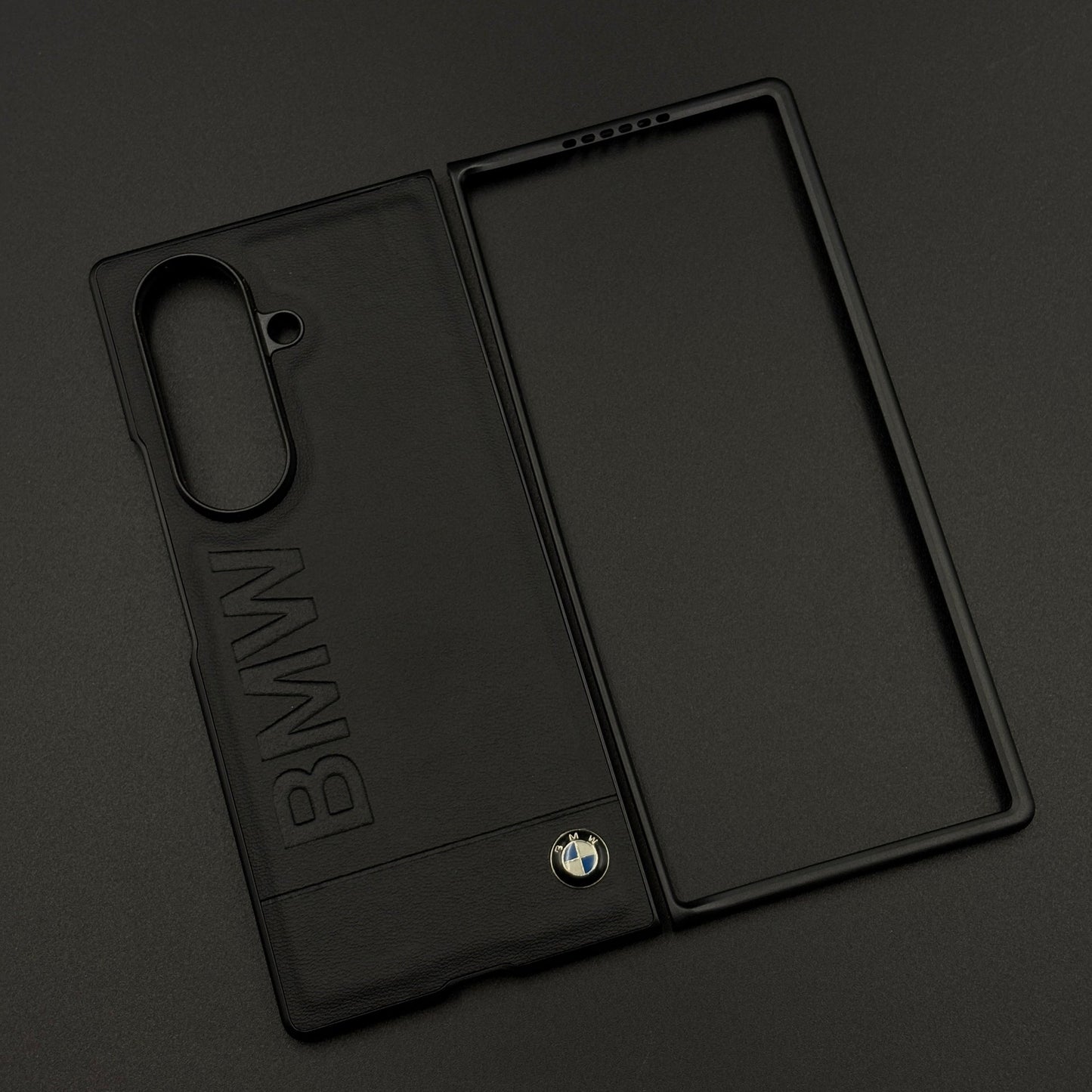 Luxury Sports Car Embossed Name Case with Logo for Samsung Galaxy Z Fold 7 with Sleek Black Finish