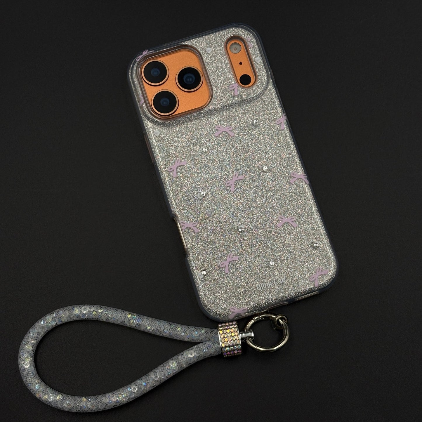 Bow Sparkle Glitter Case with Sling for iPhone 17 Series and Cute Carry Strap