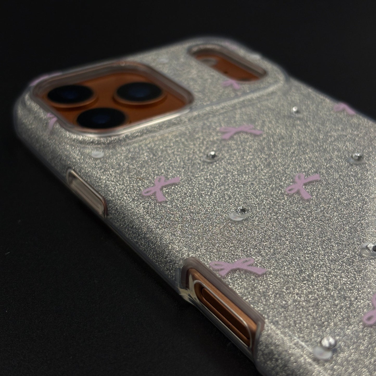 Bow Sparkle Glitter Case with Sling for iPhone 17 Series and Cute Carry Strap