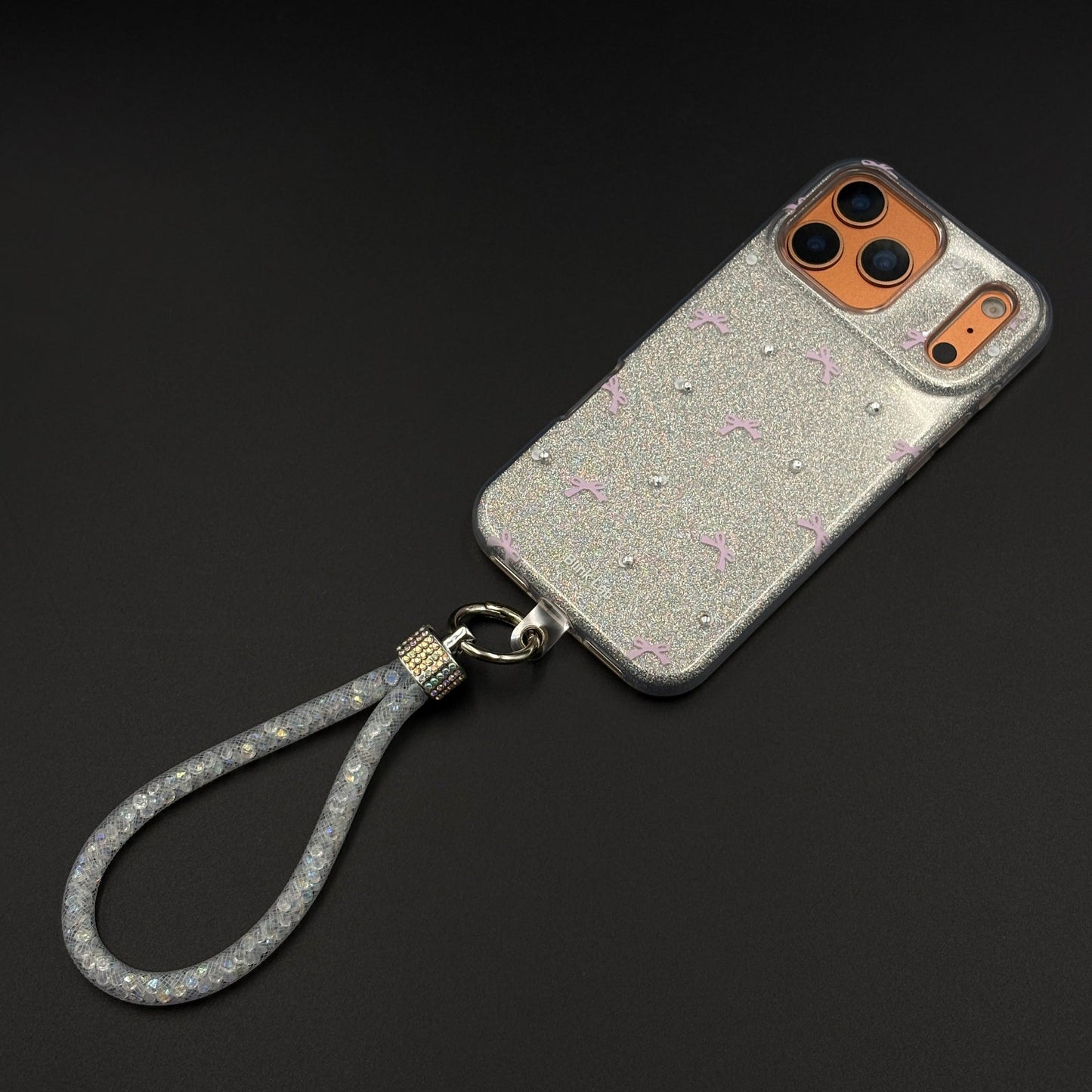 Bow Sparkle Glitter Case with Sling for iPhone 17 Series and Cute Carry Strap