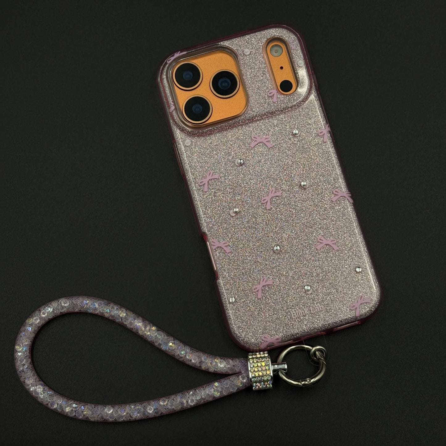 Bow Sparkle Glitter Case with Sling for iPhone 17 Series and Cute Carry Strap