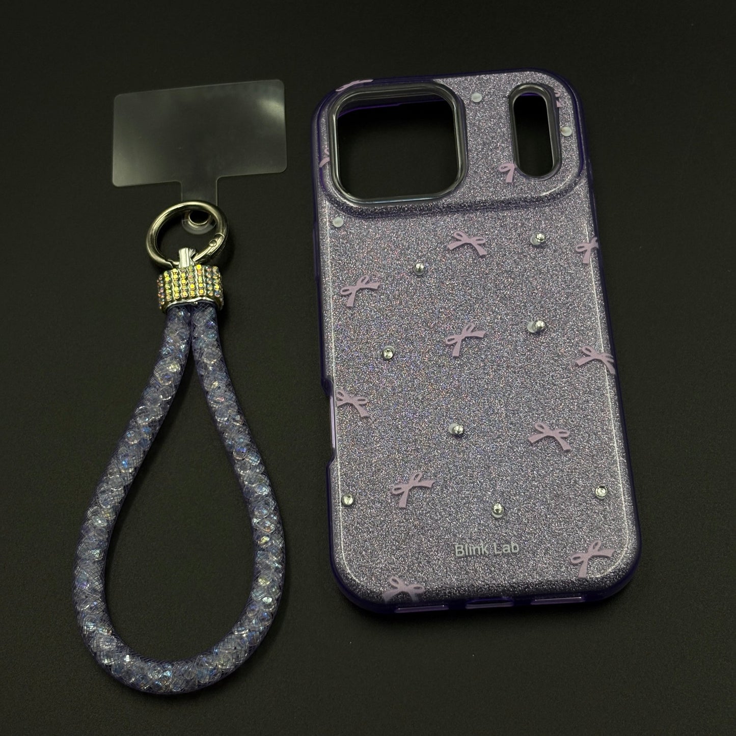 Bow Sparkle Glitter Case with Sling for iPhone 17 Series and Cute Carry Strap