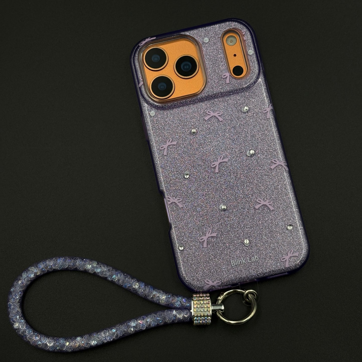 Bow Sparkle Glitter Case with Sling for iPhone 17 Series and Cute Carry Strap