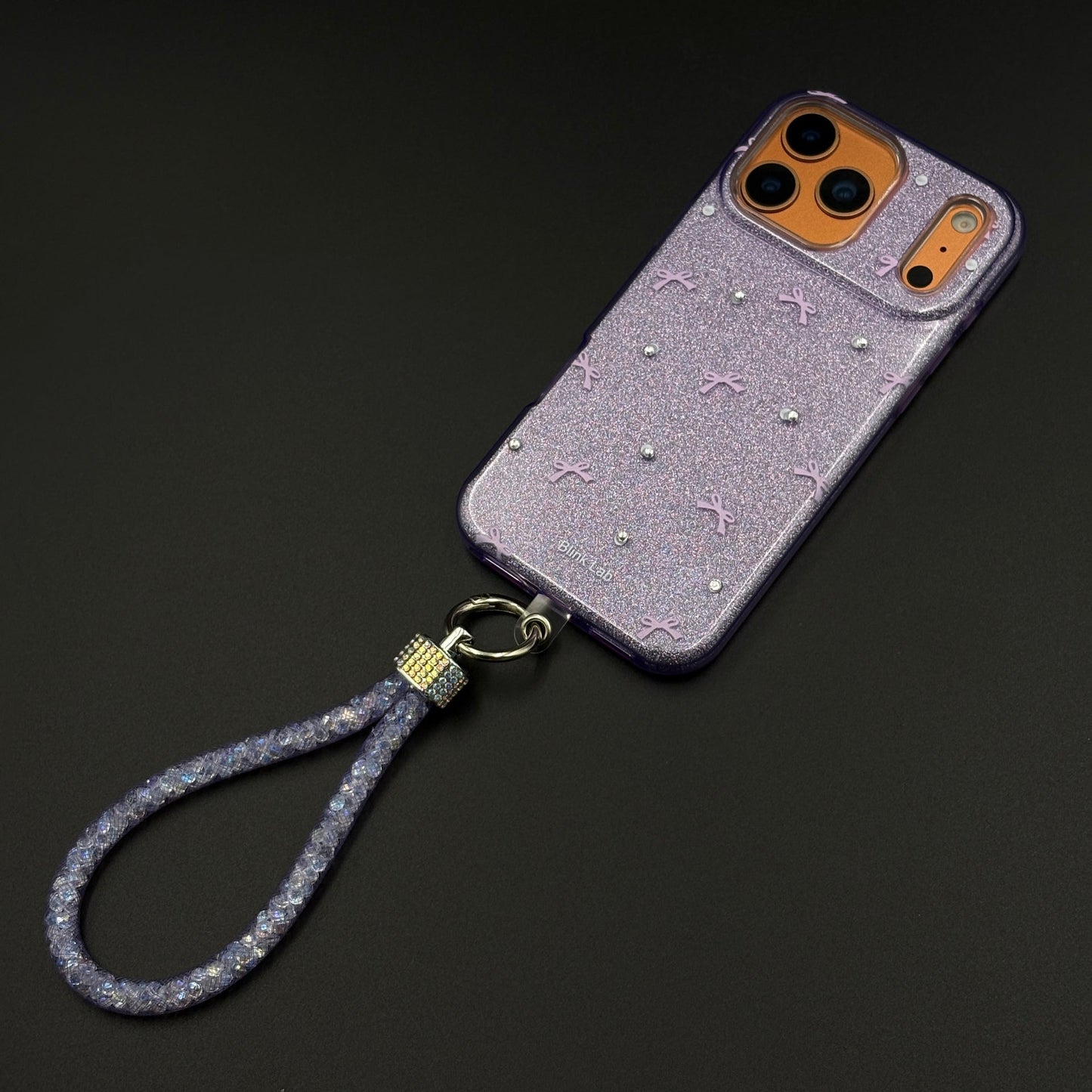 Bow Sparkle Glitter Case with Sling for iPhone 17 Series and Cute Carry Strap