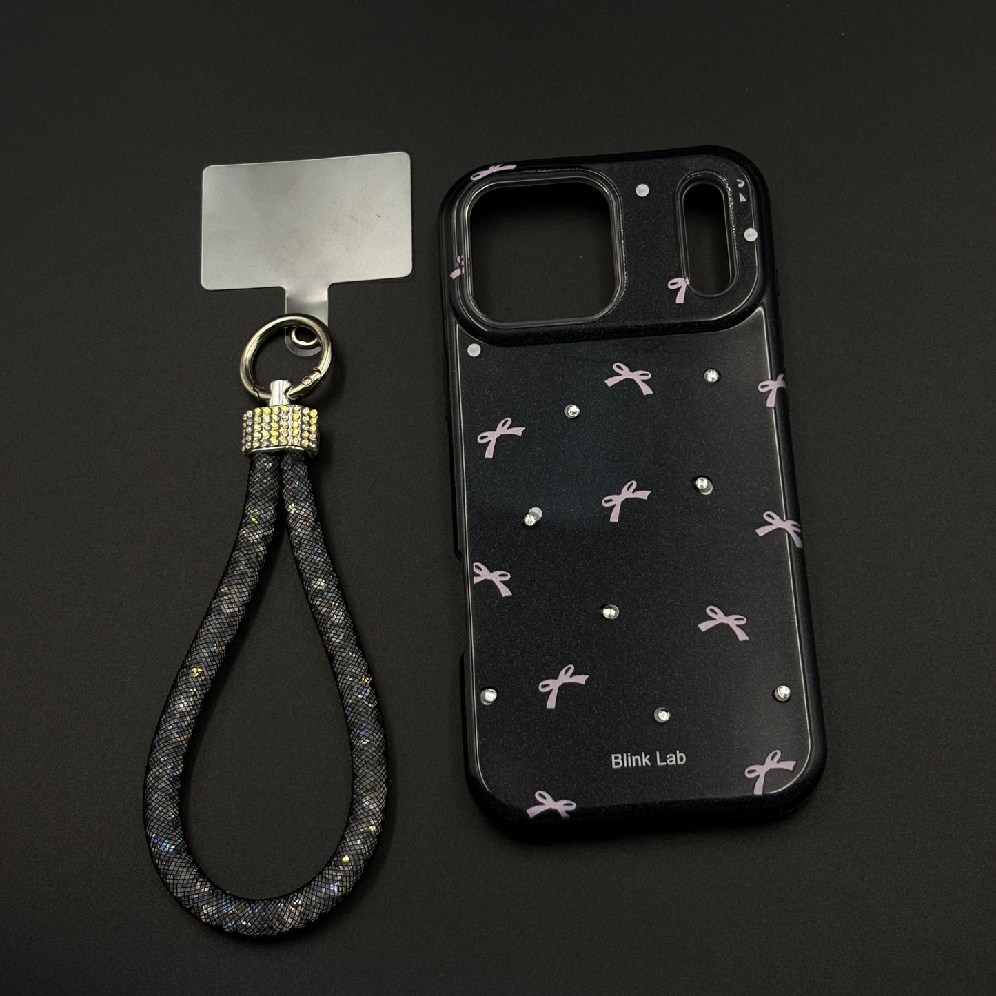 Bow Sparkle Glitter Case with Sling for iPhone 17 Series and Cute Carry Strap