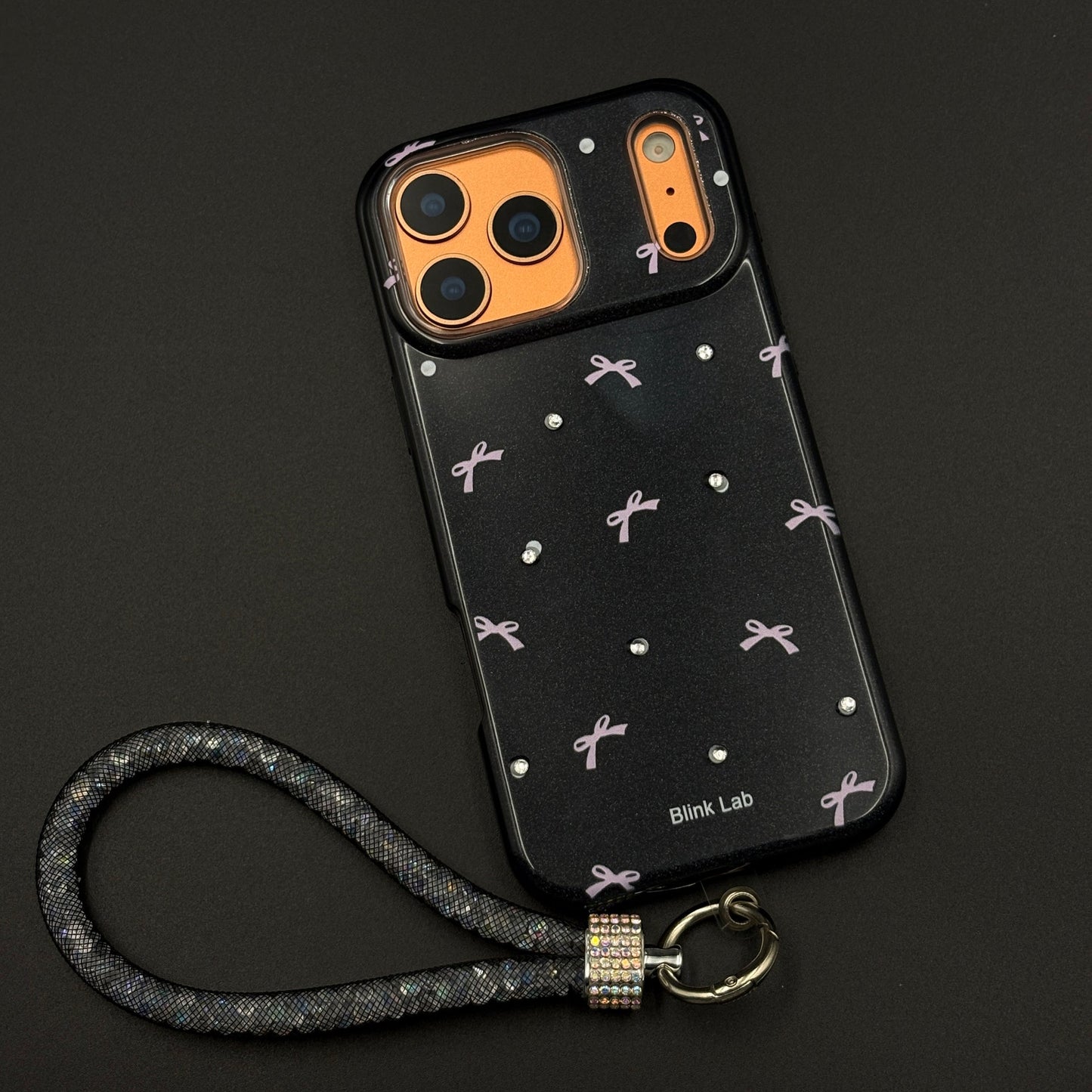 Bow Sparkle Glitter Case with Sling for iPhone 17 Series and Cute Carry Strap