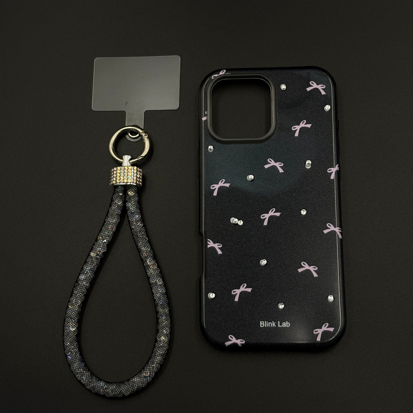 Bow Sparkle Glitter Case with Sling for iPhone and Cute Carry Strap