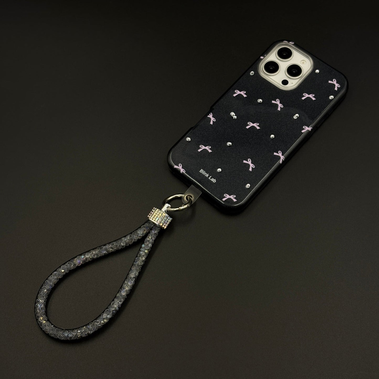 Bow Sparkle Glitter Case with Sling for iPhone and Cute Carry Strap