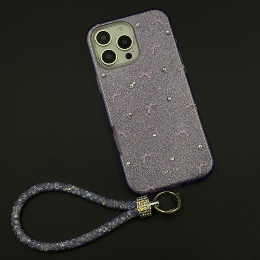 Bow Sparkle Glitter Case with Sling for iPhone and Cute Carry Strap