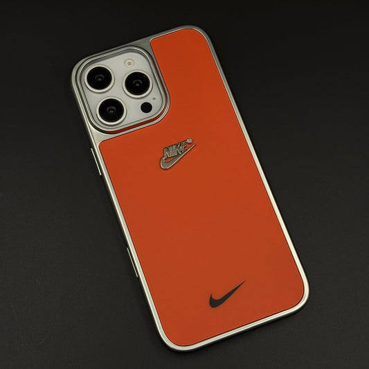 Premium Sports Edition Shockproof Mobile Case Cover for iPhone | Athletic Orange Metal Frame Cover | Embossed Logo
