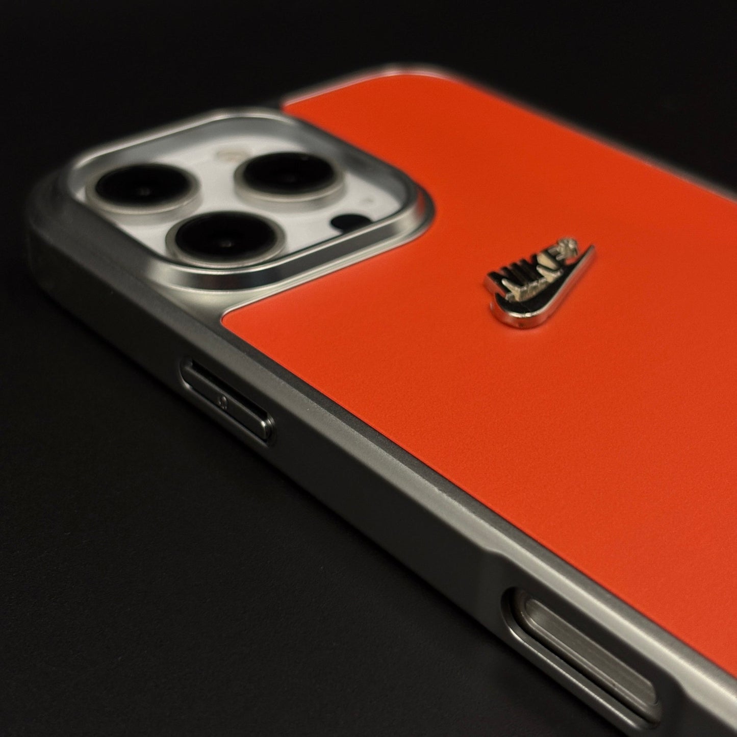 Premium Sports Edition Shockproof Mobile Case Cover for iPhone | Athletic Orange Metal Frame Cover | Embossed Logo