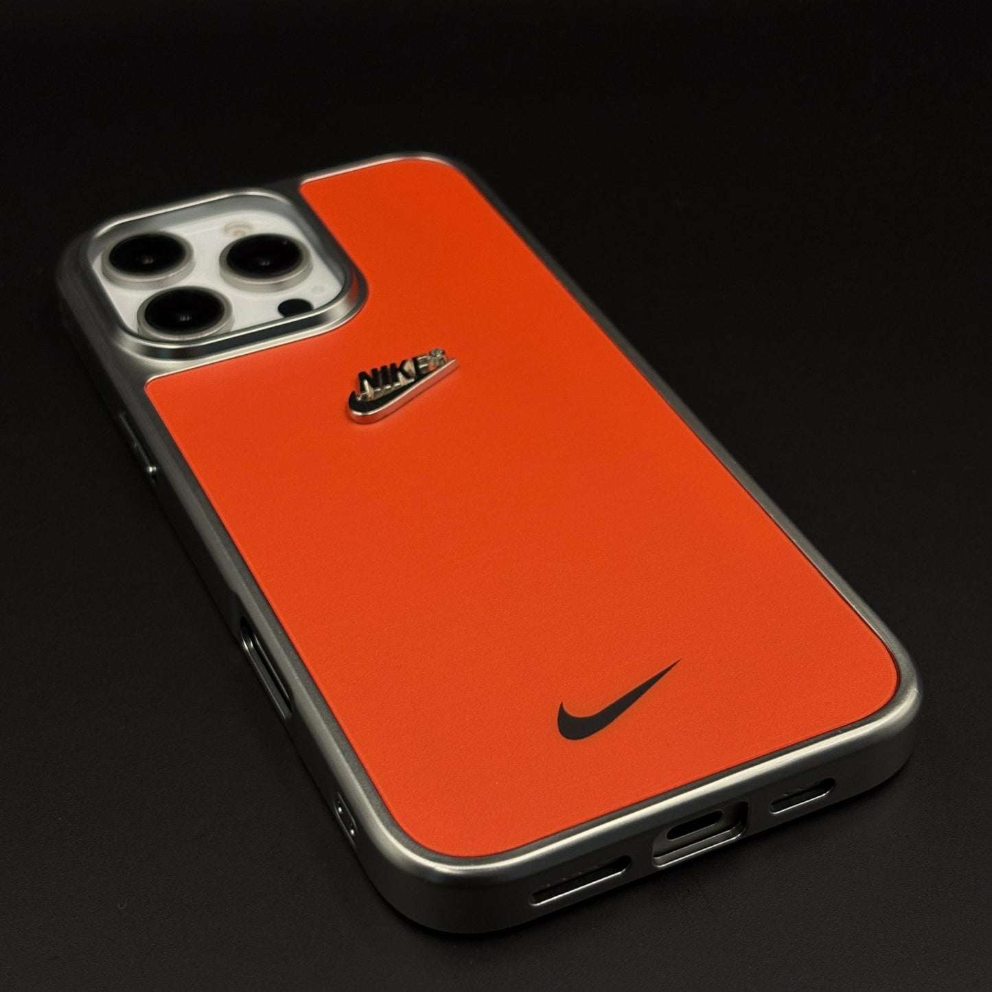 Premium Sports Edition Shockproof Mobile Case Cover for iPhone | Athletic Orange Metal Frame Cover | Embossed Logo
