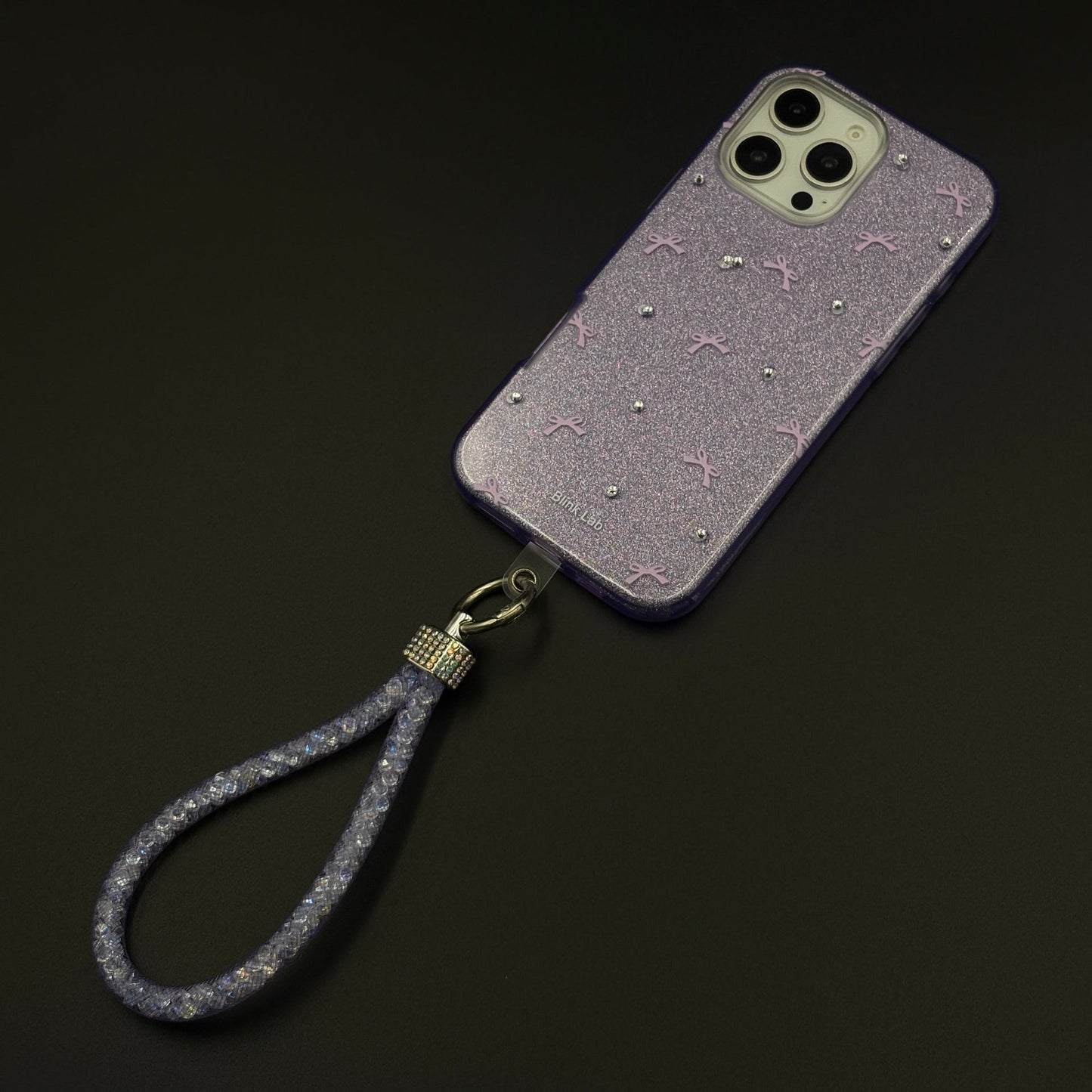Bow Sparkle Glitter Case with Sling for iPhone and Cute Carry Strap