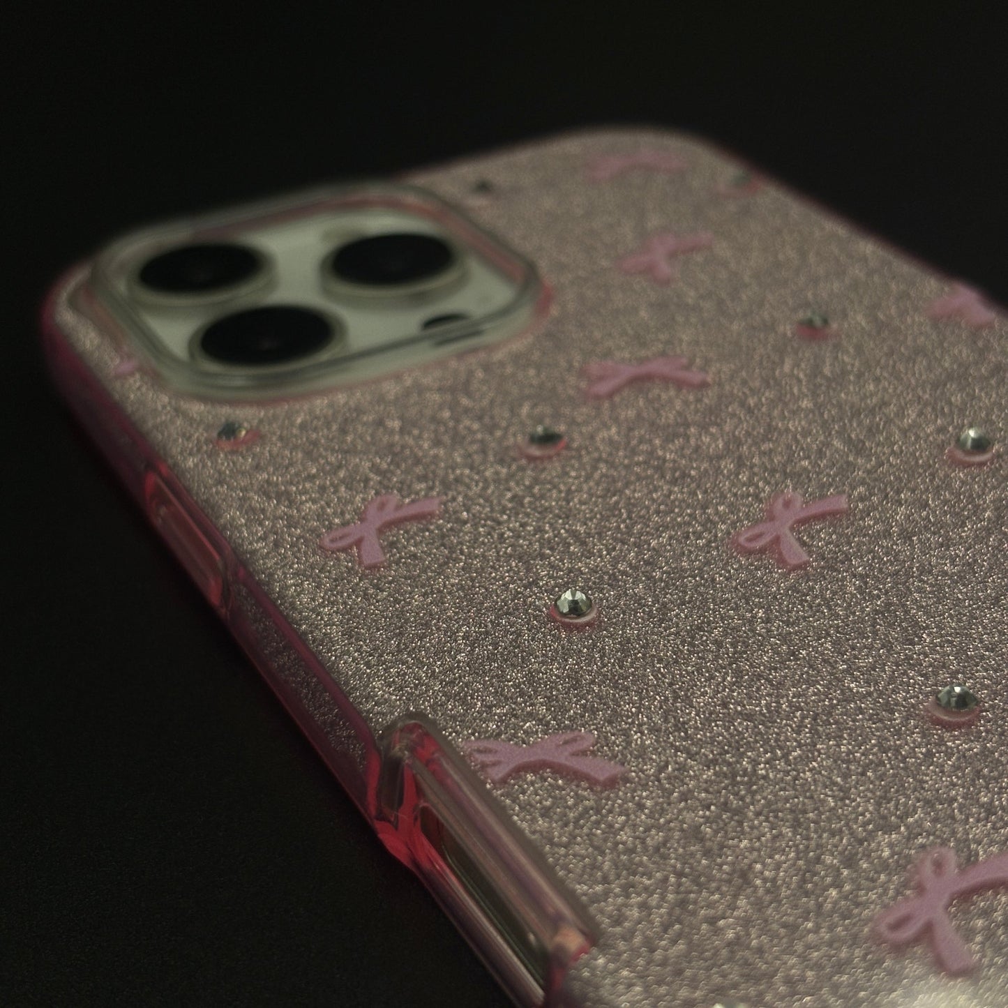 Bow Sparkle Glitter Case with Sling for iPhone and Cute Carry Strap