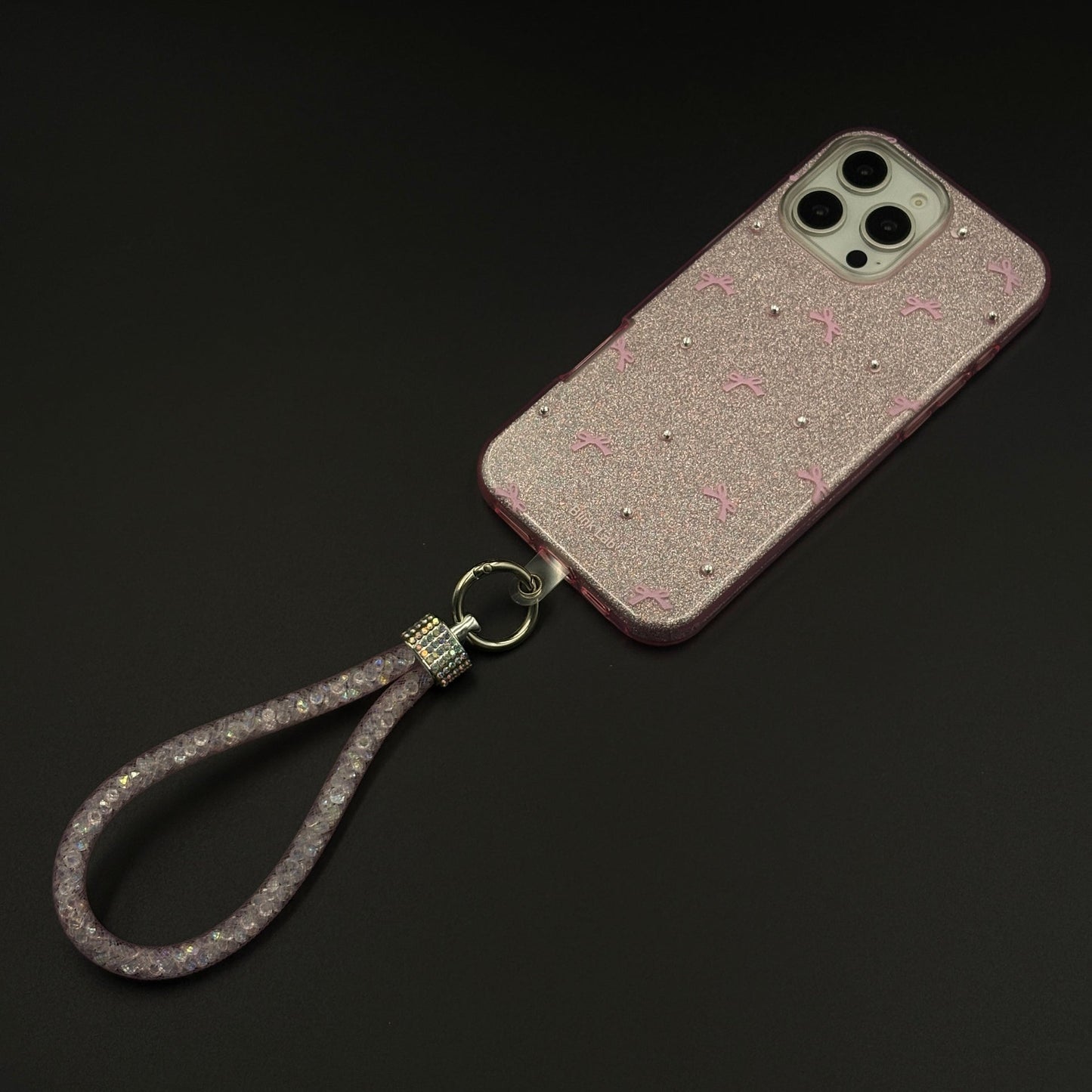 Bow Sparkle Glitter Case with Sling for iPhone and Cute Carry Strap
