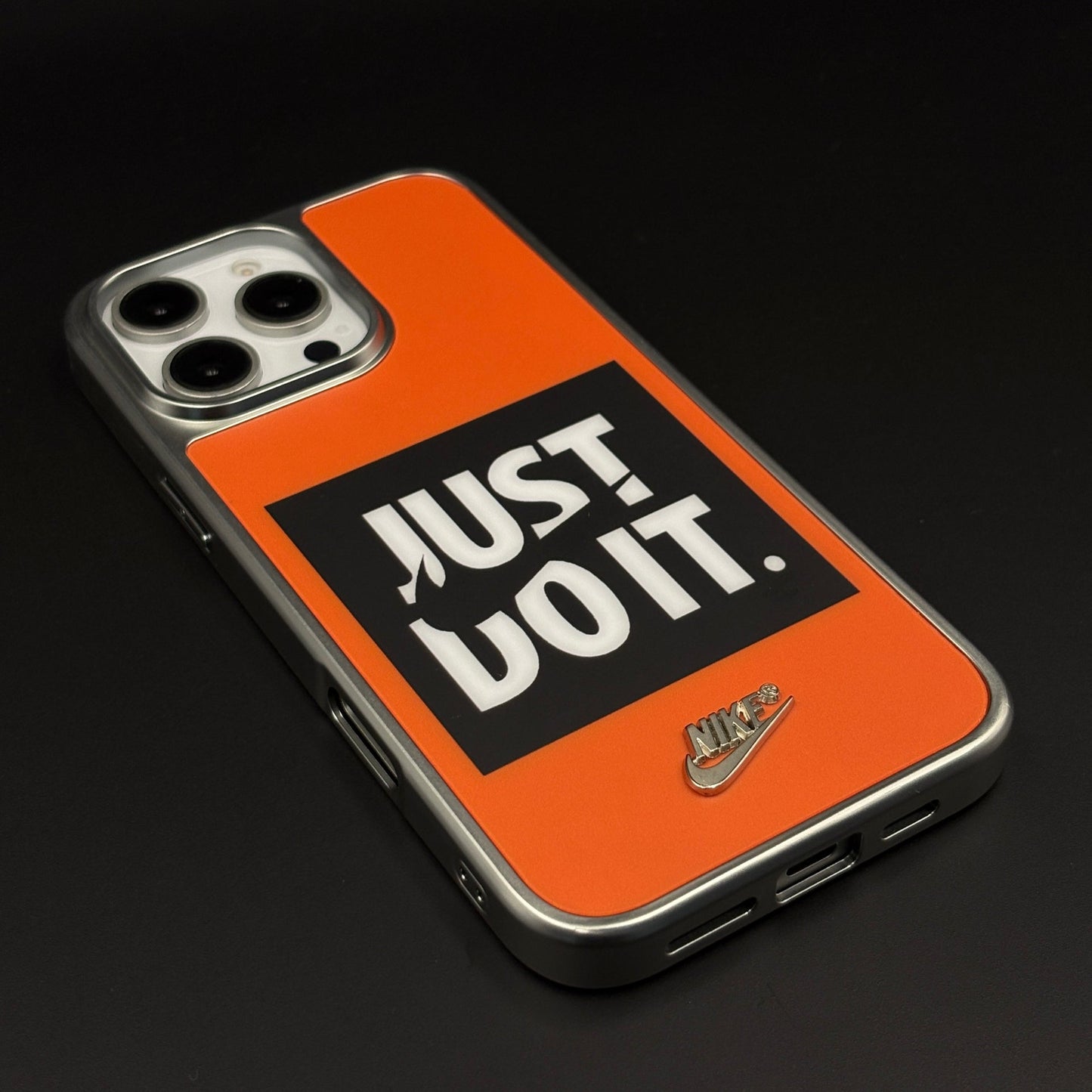 Sports Edition “Just Do It” Mobile Case Cover for iPhone | Aluminium Frame Athletic Cover | Embossed Logo