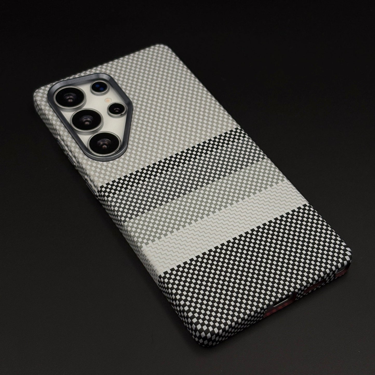 Aramid Texture Case Monochrome Stripe for Samsung Galaxy S25 Ultra Carbon Fibre Feel | Hidden MagSafe | Ultra Slim Fit