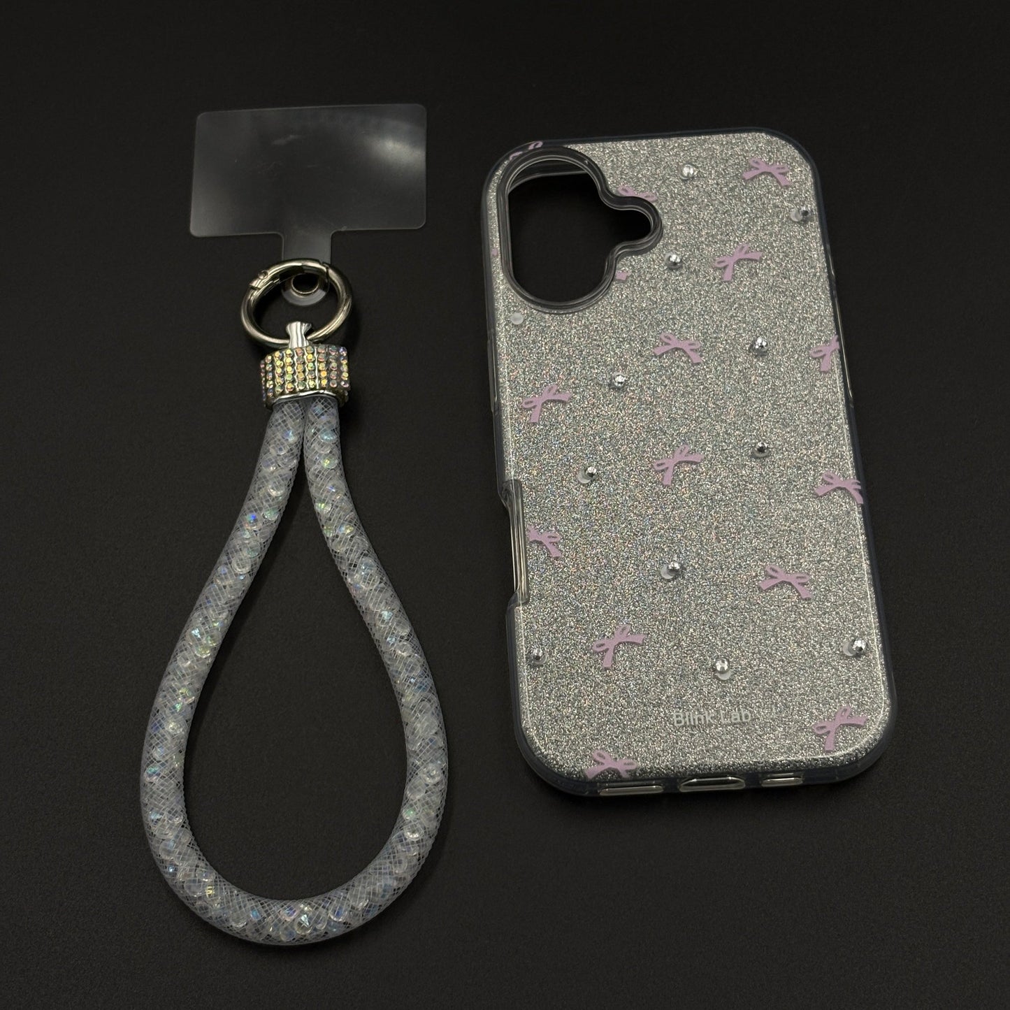 Bow Sparkle Glitter Case with Sling for iPhone 17 and Cute Carry Strap