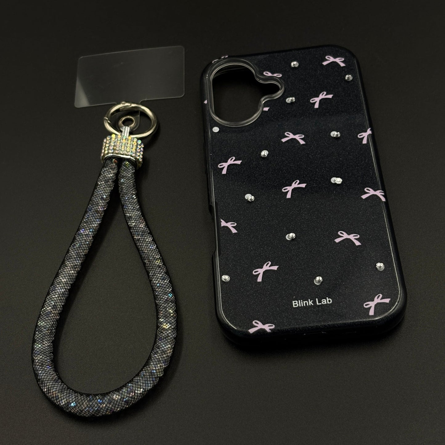 Bow Sparkle Glitter Case with Sling for iPhone 17 and Cute Carry Strap