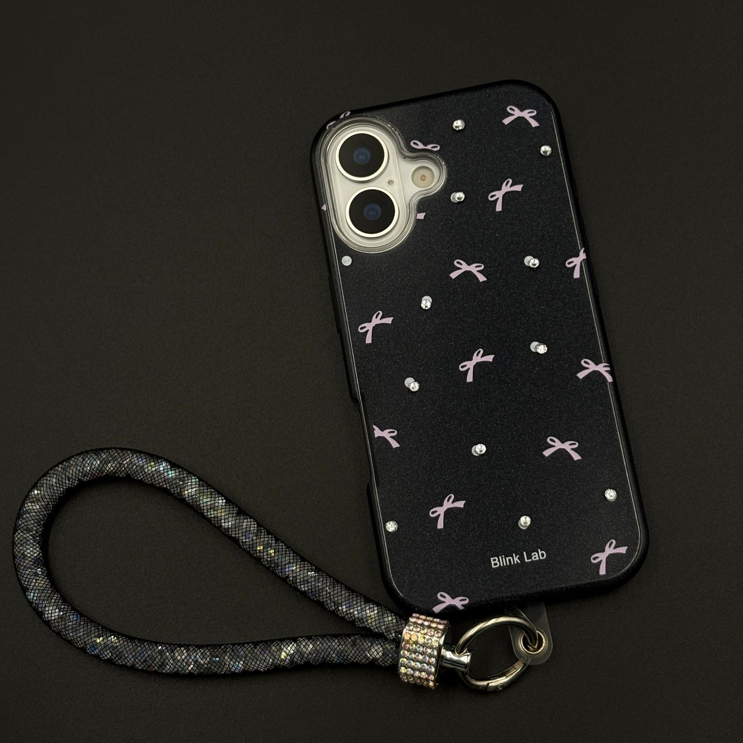 Bow Sparkle Glitter Case with Sling for iPhone 17 and Cute Carry Strap