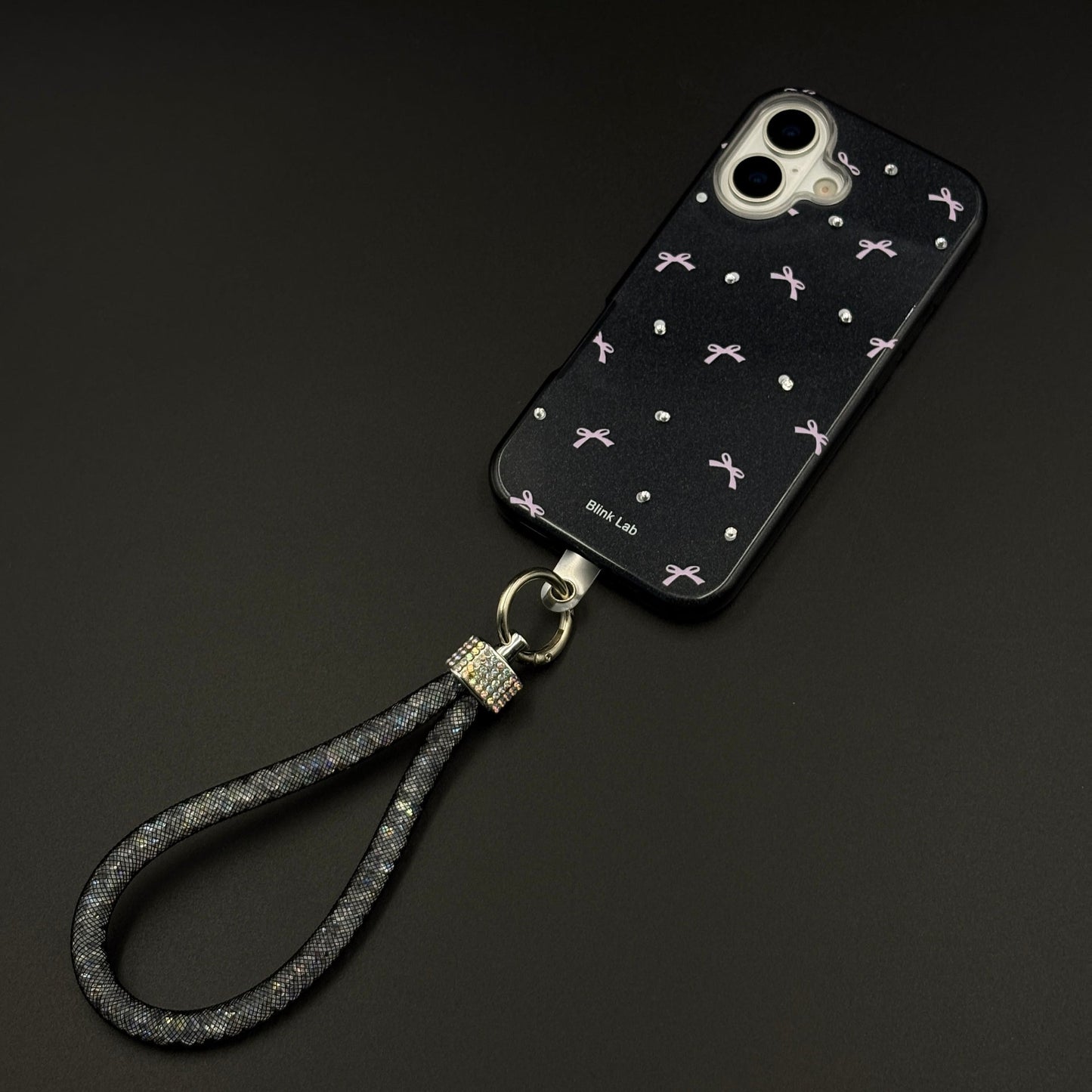 Bow Sparkle Glitter Case with Sling for iPhone 17 and Cute Carry Strap