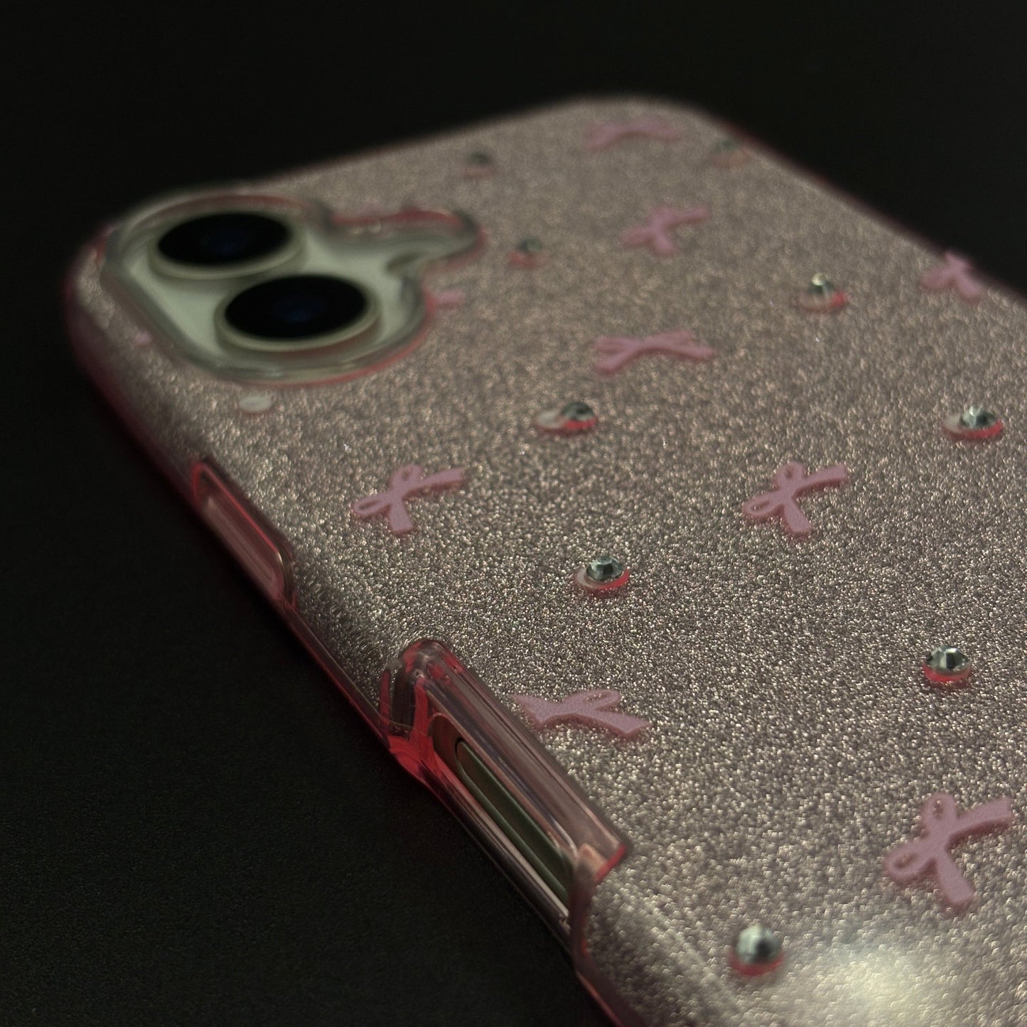 Bow Sparkle Glitter Case with Sling for iPhone 17 and Cute Carry Strap