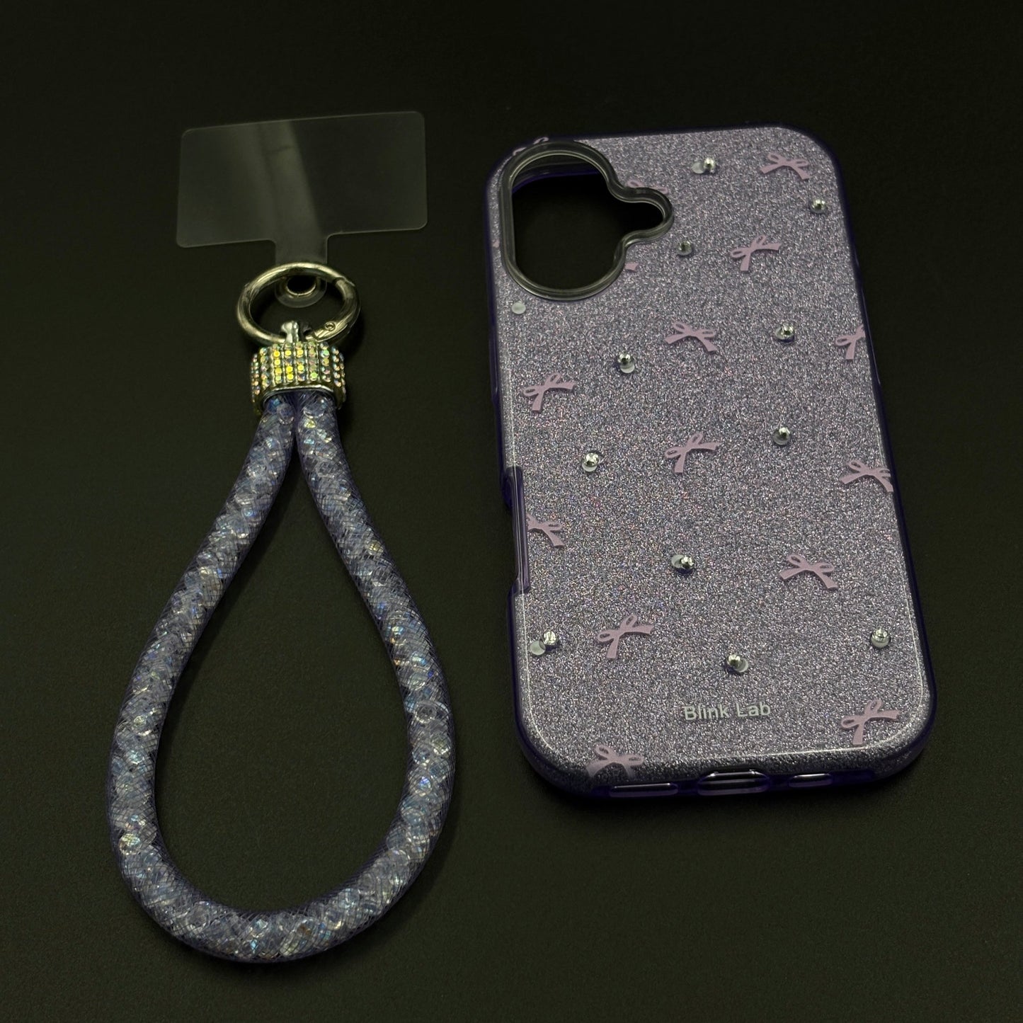 Bow Sparkle Glitter Case with Sling for iPhone 17 and Cute Carry Strap