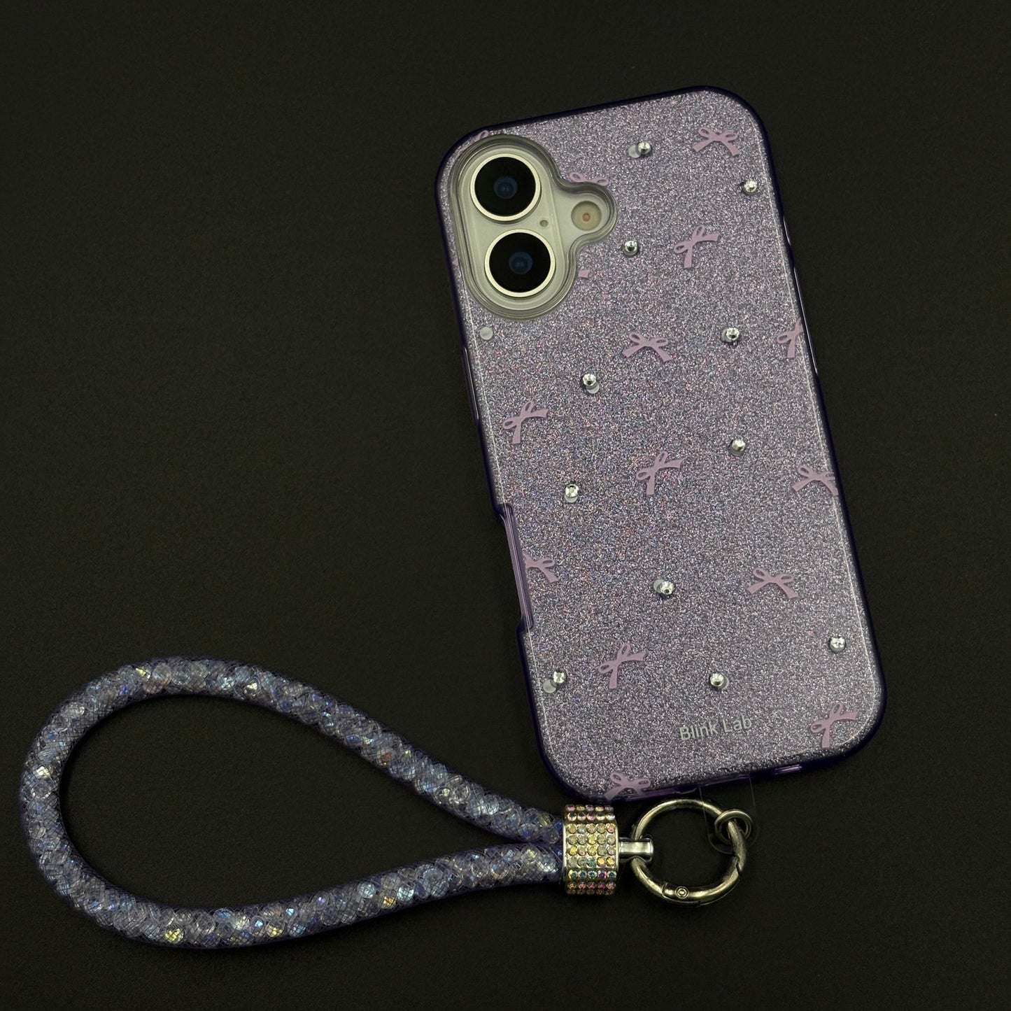 Bow Sparkle Glitter Case with Sling for iPhone 17 and Cute Carry Strap