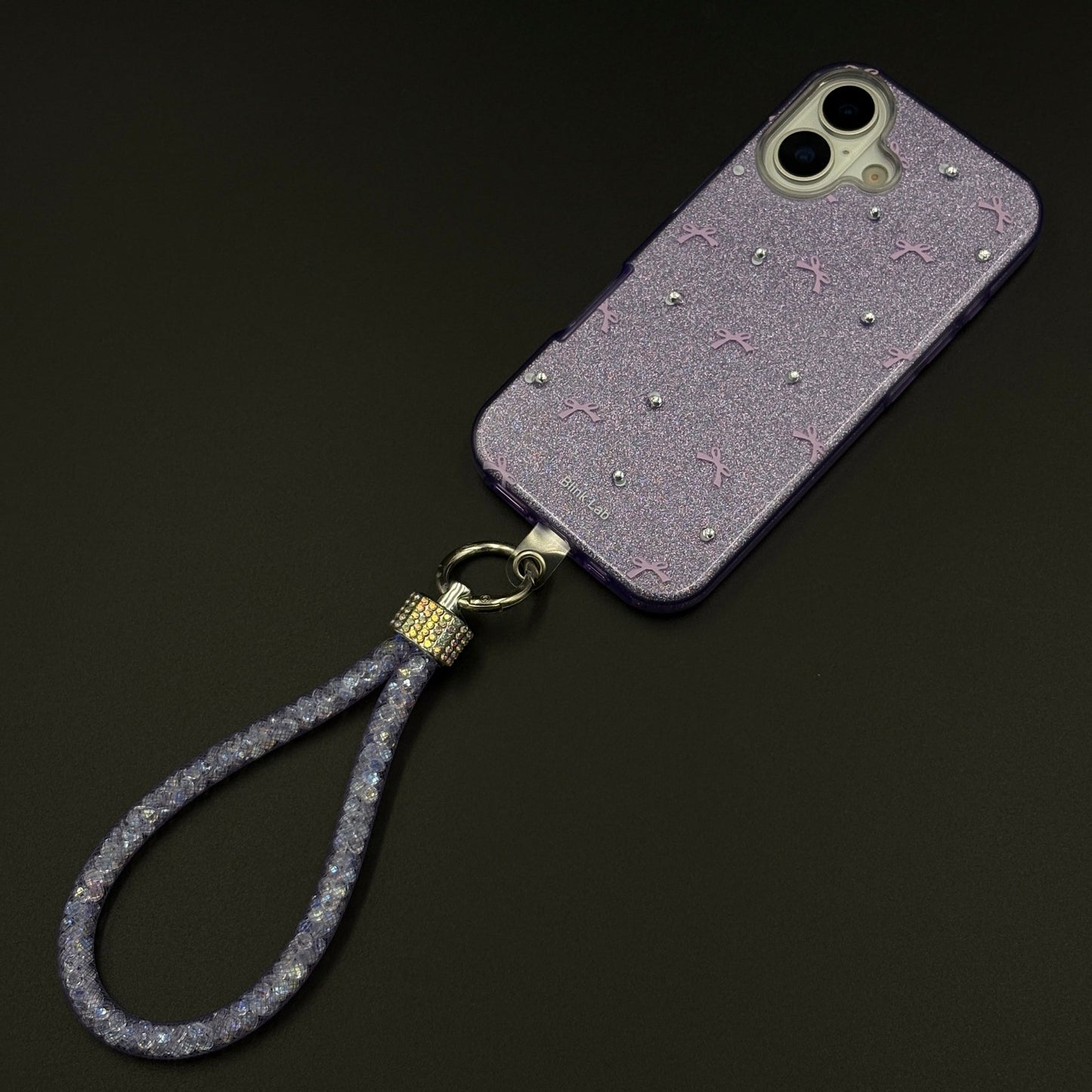 Bow Sparkle Glitter Case with Sling for iPhone 17 and Cute Carry Strap