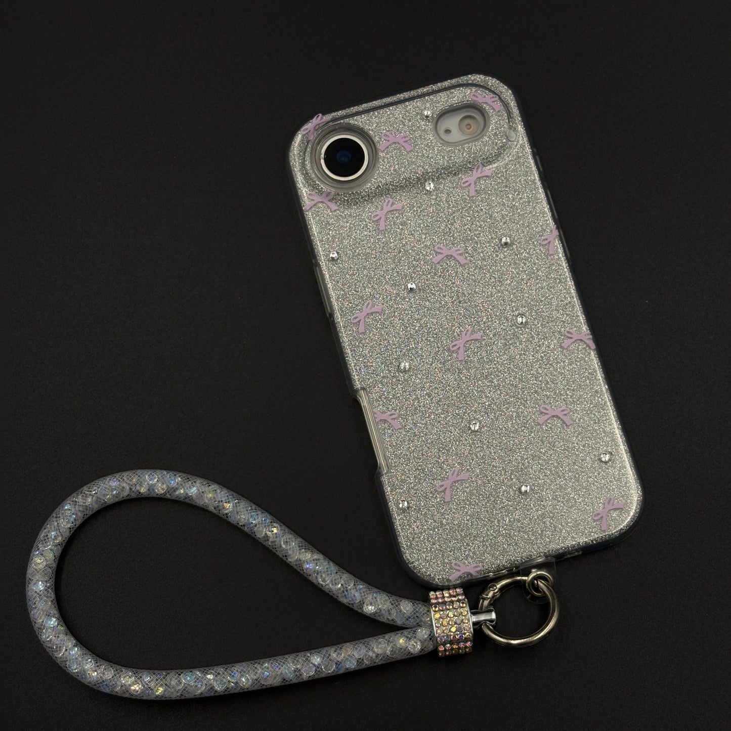 Bow Sparkle Glitter Case with Sling for iPhone 17 Air and Cute Carry Strap