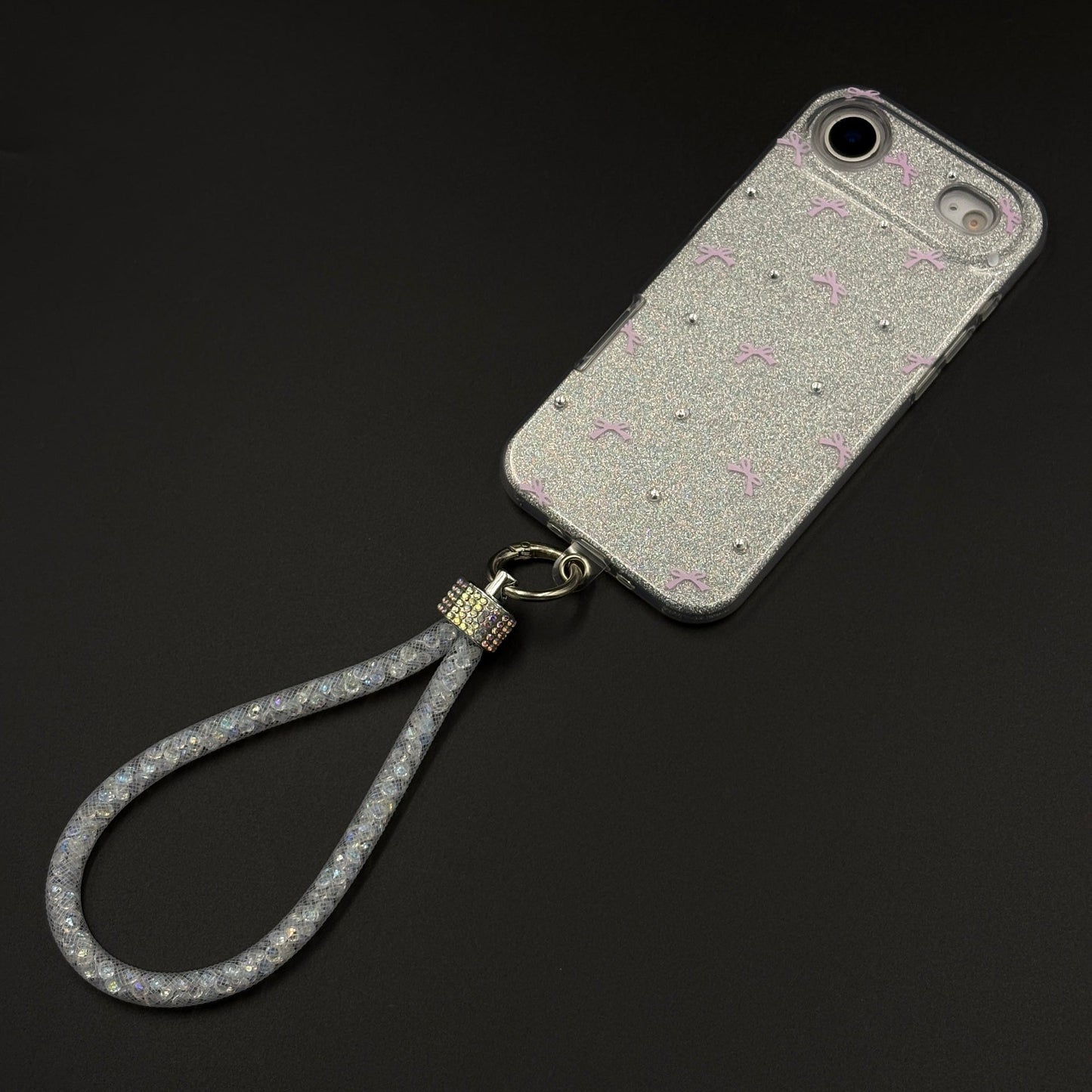 Bow Sparkle Glitter Case with Sling for iPhone 17 Air and Cute Carry Strap