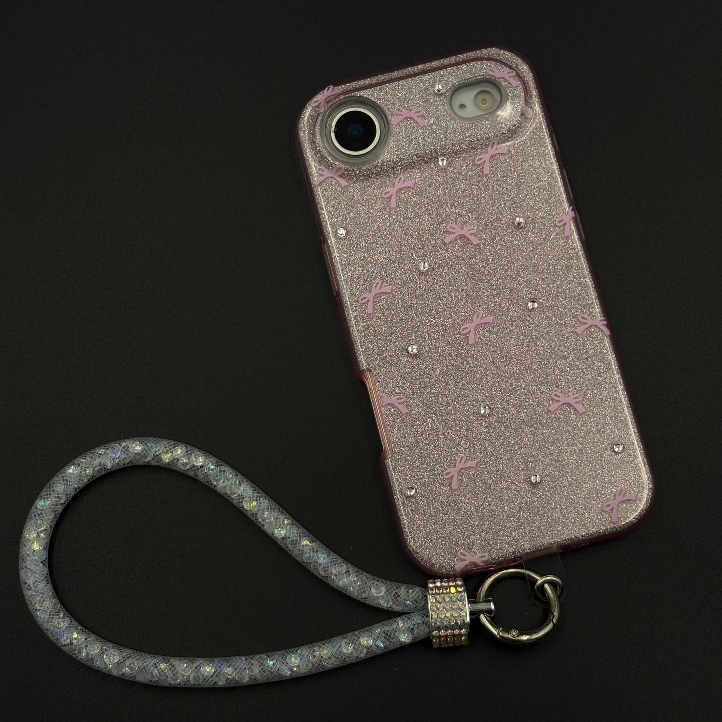 Bow Sparkle Glitter Case with Sling for iPhone 17 Air and Cute Carry Strap