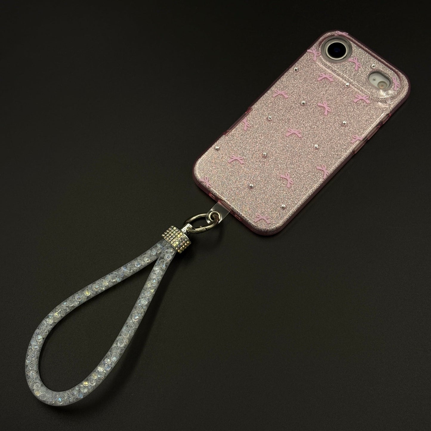 Bow Sparkle Glitter Case with Sling for iPhone 17 Air and Cute Carry Strap