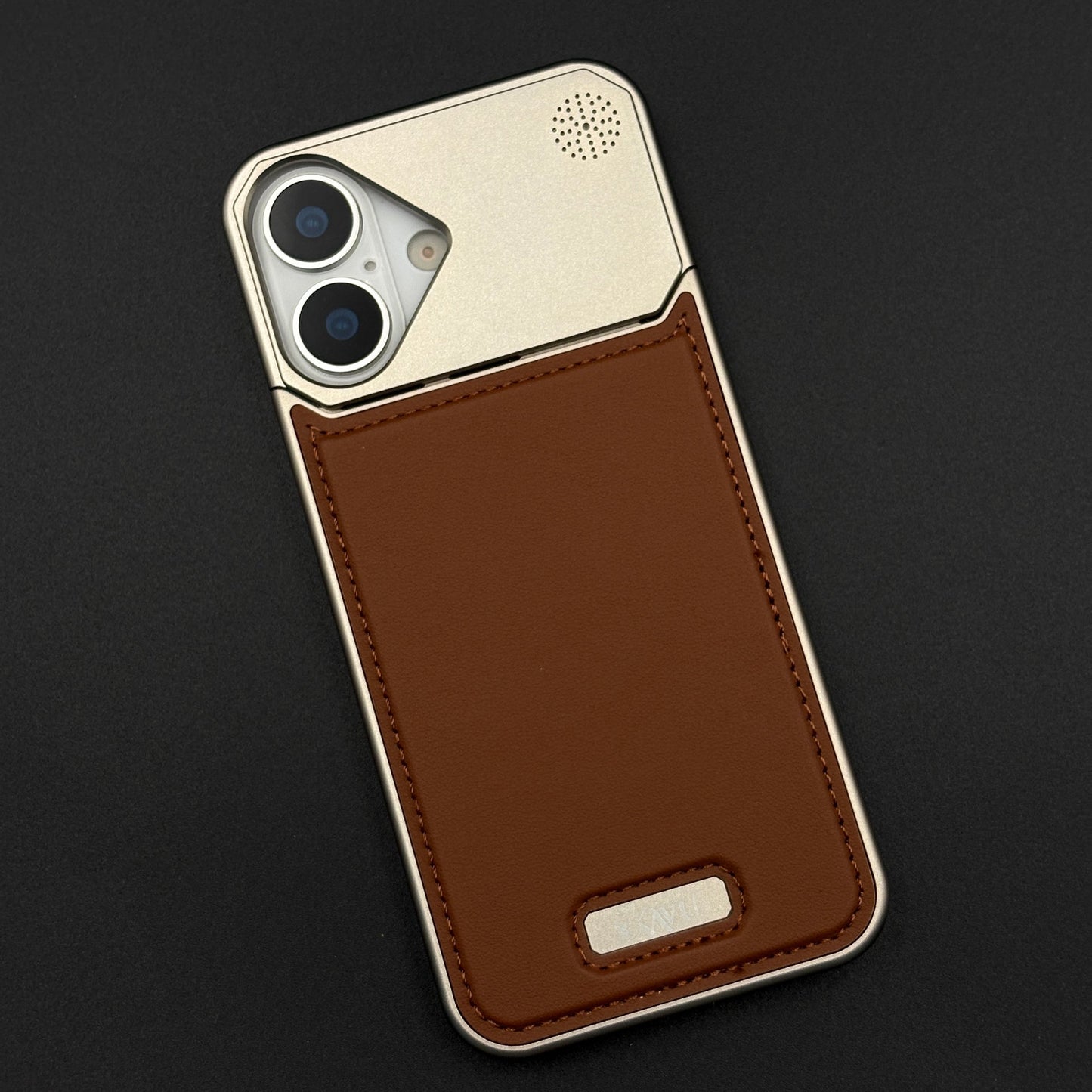 Aluminium Metal Leather Case Cover with Hidden MagSafe for iPhone 17