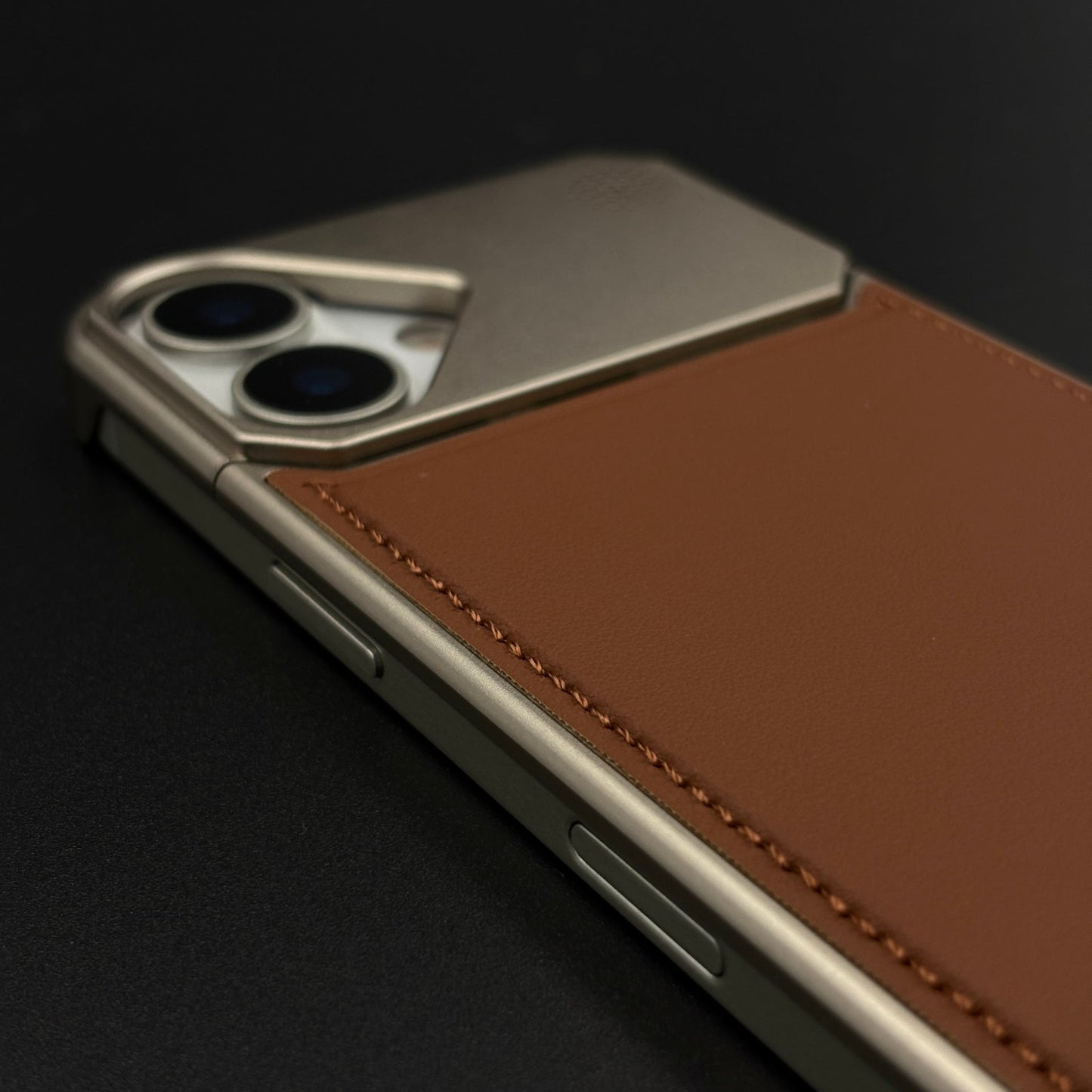 Aluminium Metal Leather Case Cover with Hidden MagSafe for iPhone 17