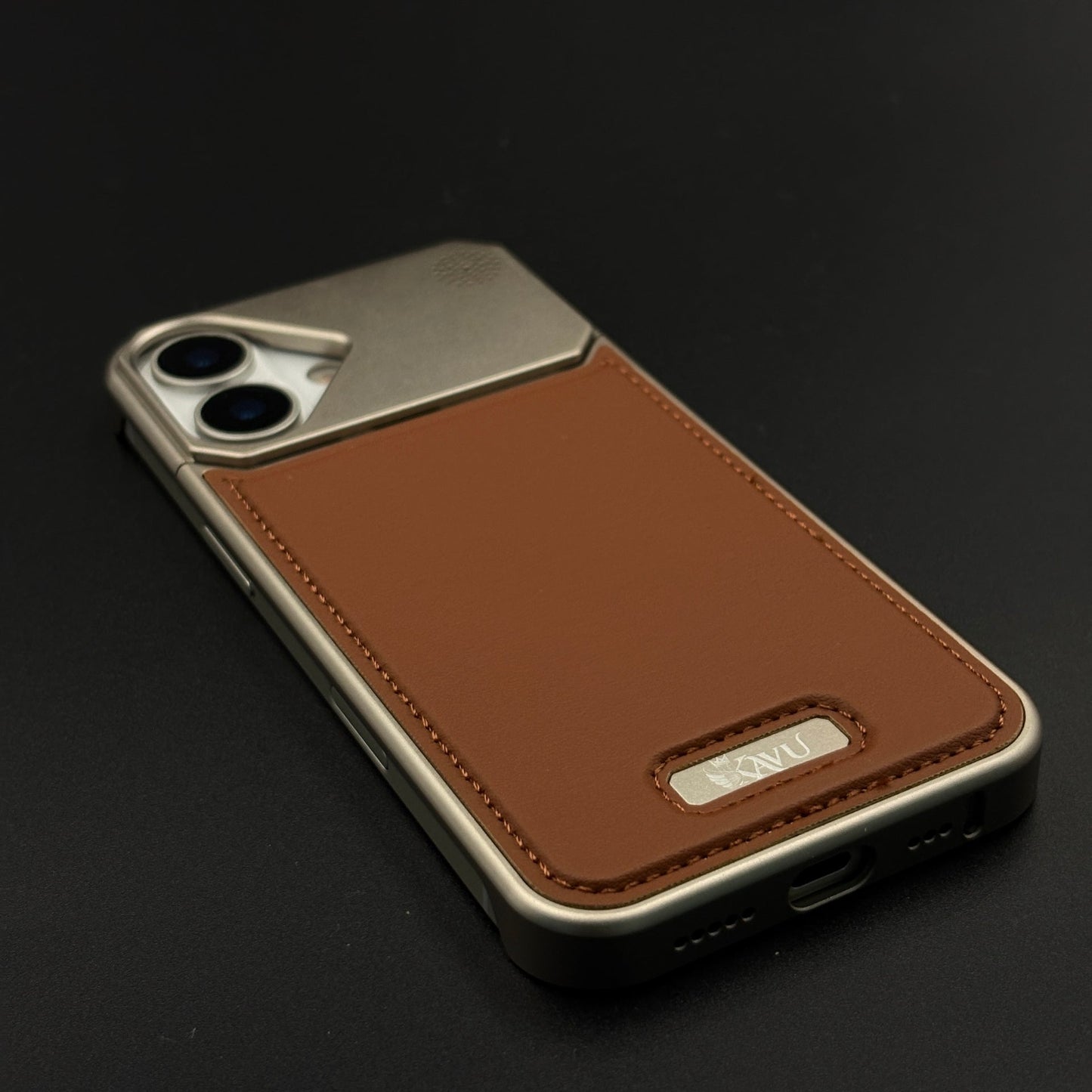 Aluminium Metal Leather Case Cover with Hidden MagSafe for iPhone 17