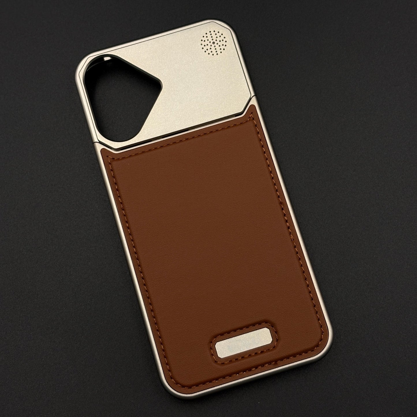 Aluminium Metal Leather Case Cover with Hidden MagSafe for iPhone 17