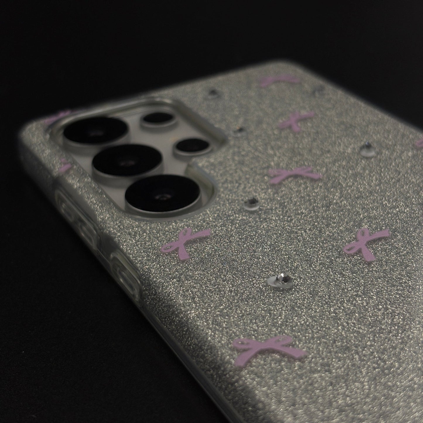 Bow Sparkle Glitter Case with Sling for Samsung Galaxy S25 Ultra and Cute Carry Strap
