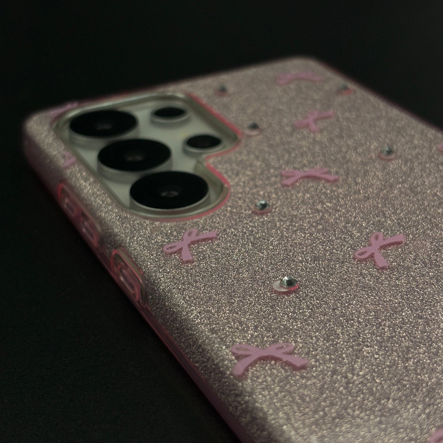 Bow Sparkle Glitter Case with Sling for Samsung Galaxy S25 Ultra and Cute Carry Strap